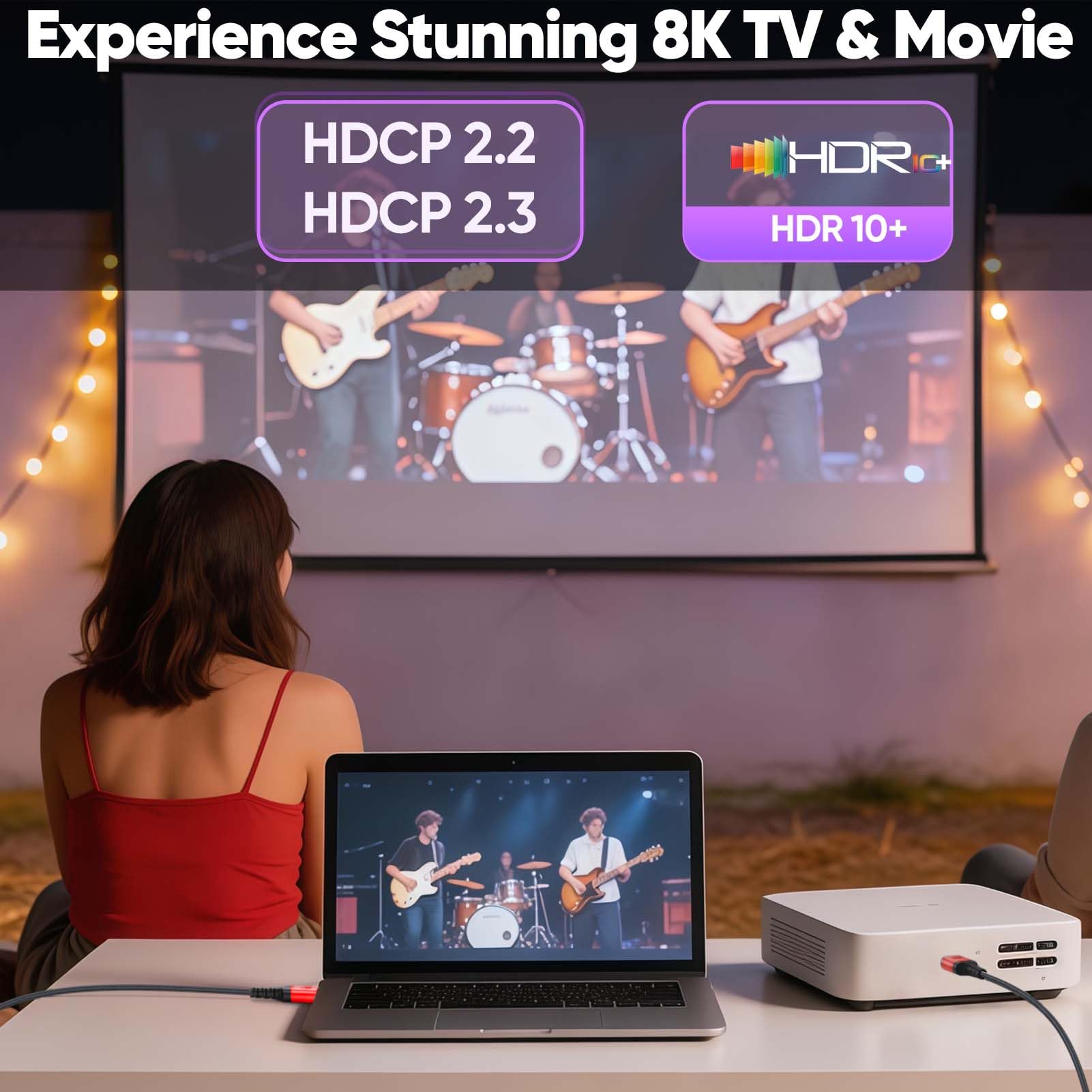 Cable HDMI 2.1 de 8 pies, paquete de 5, cable HDMI blindado de alta