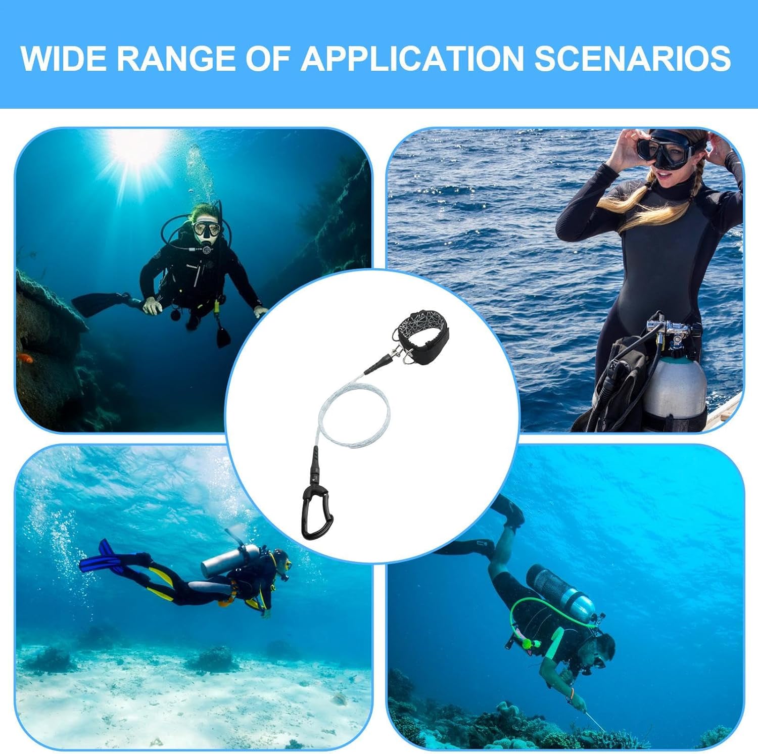 Lanyard for Freediving - Heavy Duty Diving Rope Freediving Lanyard | Diving Safety Gear, Safety for Water Sports, Snorkeling