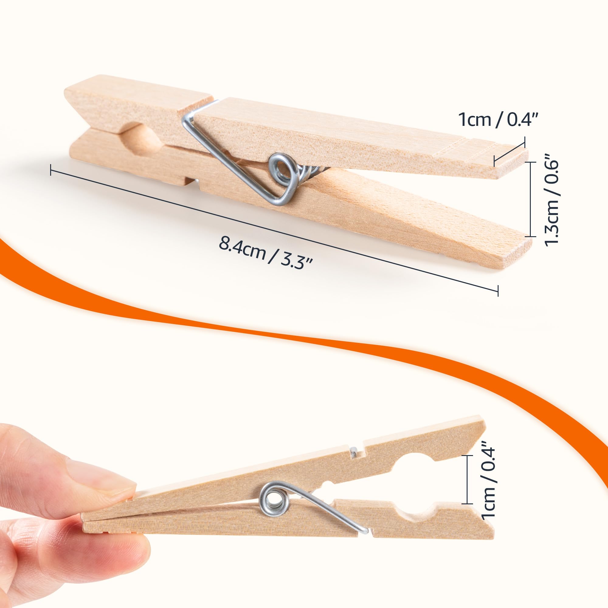 Image secondaire de Lot de 100 pinces à linge en bois avec ressort - Amazon Basics