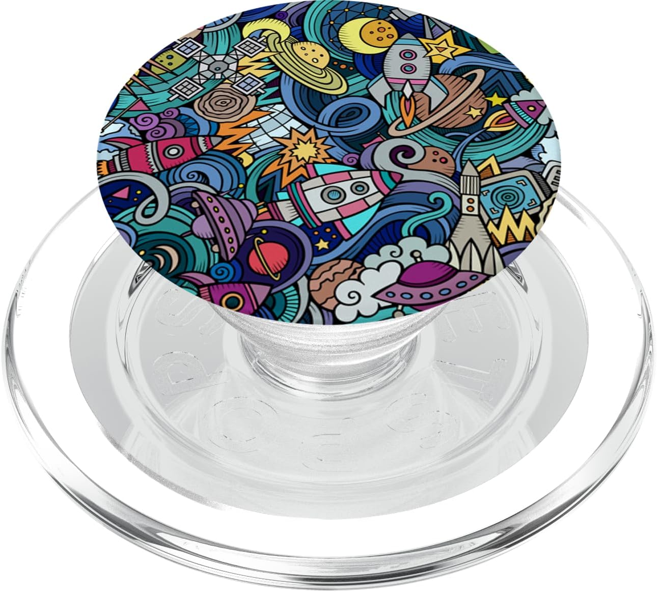 Street Art Galaxy Pattern - Urban Spacecrafts And Planets PopSockets PopGrip for MagSafe