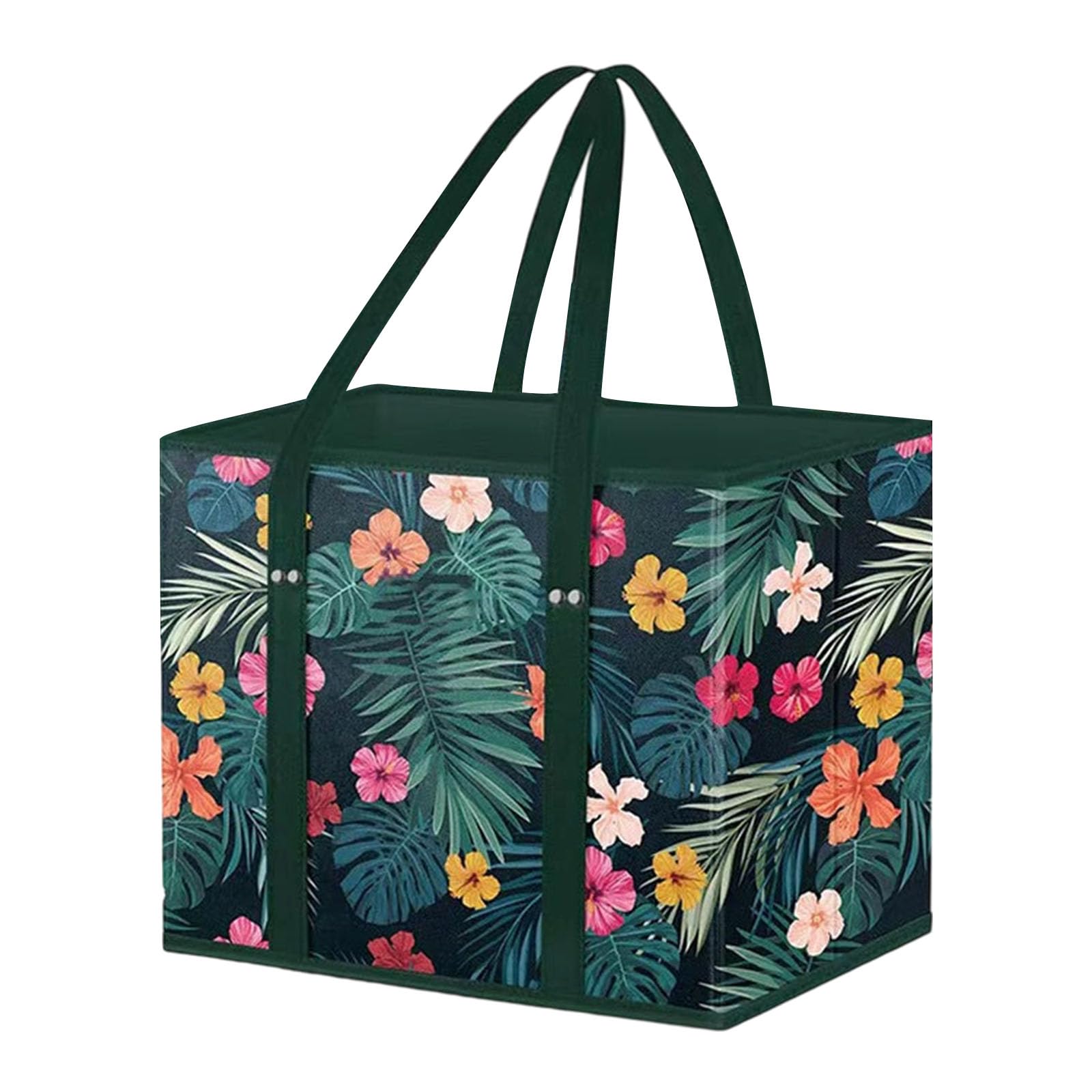Multipurpose Nonwoven Shopping Basket Foldable Grocery Bag with Florals Pattern for Supermarket Outdoor Use Nonwoven Storage Container