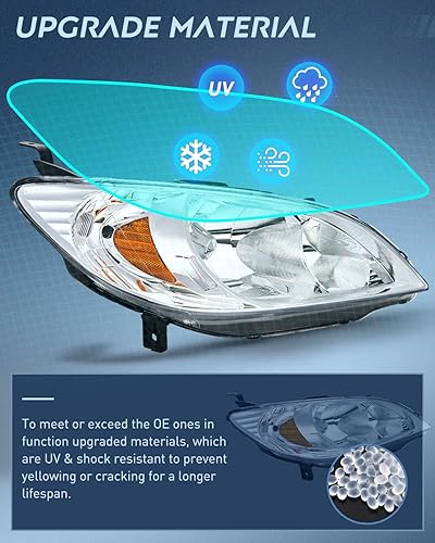 Miniatura 5 de Nilight Conjunto de faros delanteros, faros de repuesto, carcasa cromada, reflector ámbar, lente transparente mejorada, para el lado del conductor y