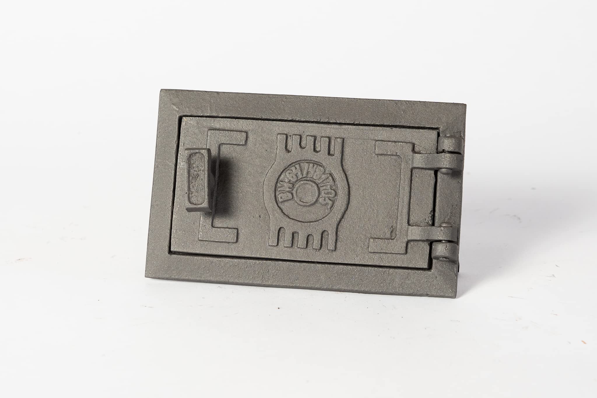 SEZAM Revisionstür für Öfen aus Gusseisen 10,5 x 3,5 x 17 cm, Kamintür - Klappe - Räumungstür, für Backöfen, Feueröfen & Kamine - grafitfarben bemalt