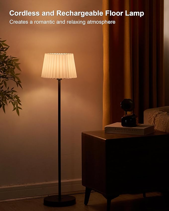 UMEXUS UMEXUS Cordless Rechargeable Floor Lamp for Bedroom, 57" Battery Operated Dimmable Floor Lamp, Small Corner Standing Light with Remote & Timer Portable Bedside Outdoor Patio Kids Room Ambient Lighting photo 2