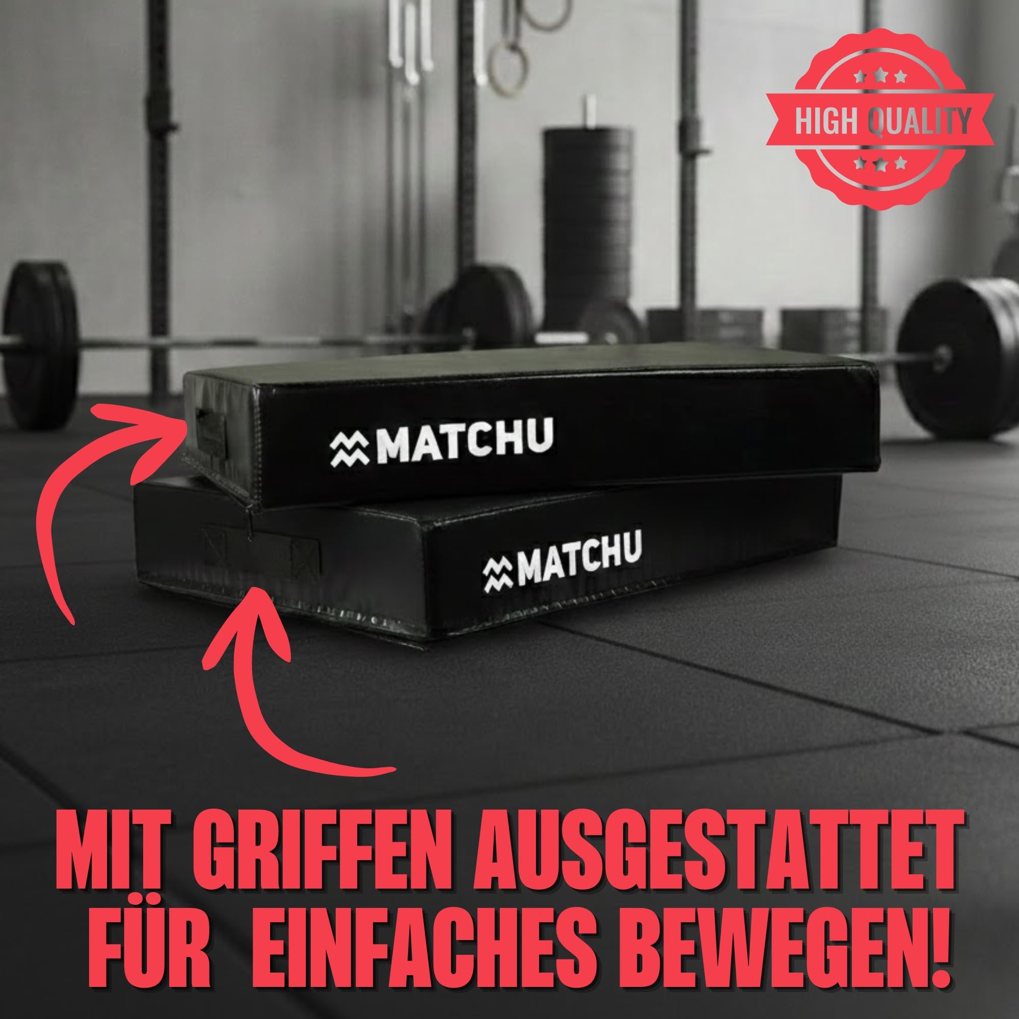MATCHU - Drop Pads - 2er Set - Hochwertige Dämpfung - Strapazierfähiger Schaumstoff - Strapazierfähiger PVC Bezug - 75x57x15 cm - Schwarz