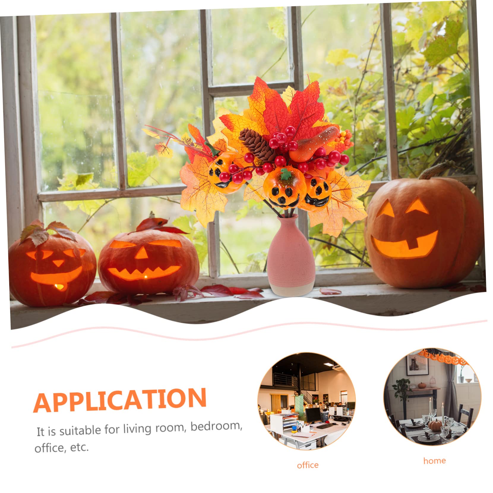 Alipis 5 Sätze Simulation Kürbis Zweige Halloween Dekoration Halloween-Dekoration Trockenblumen Püree Girlande Tischzentrum Gefälschte -Pflanze Plastik Orange 3 Stück * 5