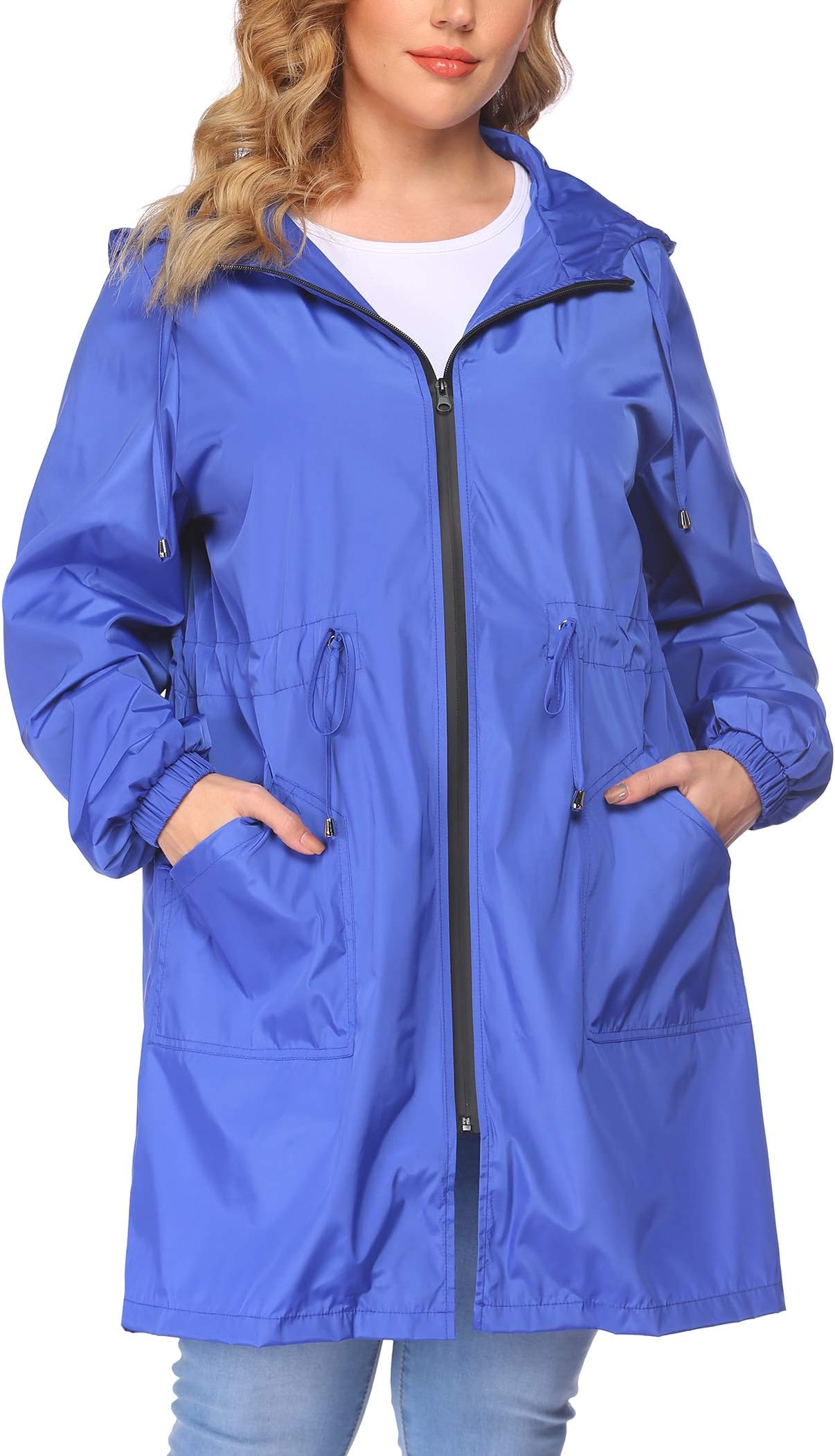 IN'VOLANDPlus Size Women's Rain Jacket, Royal Blue, 16 Plus
