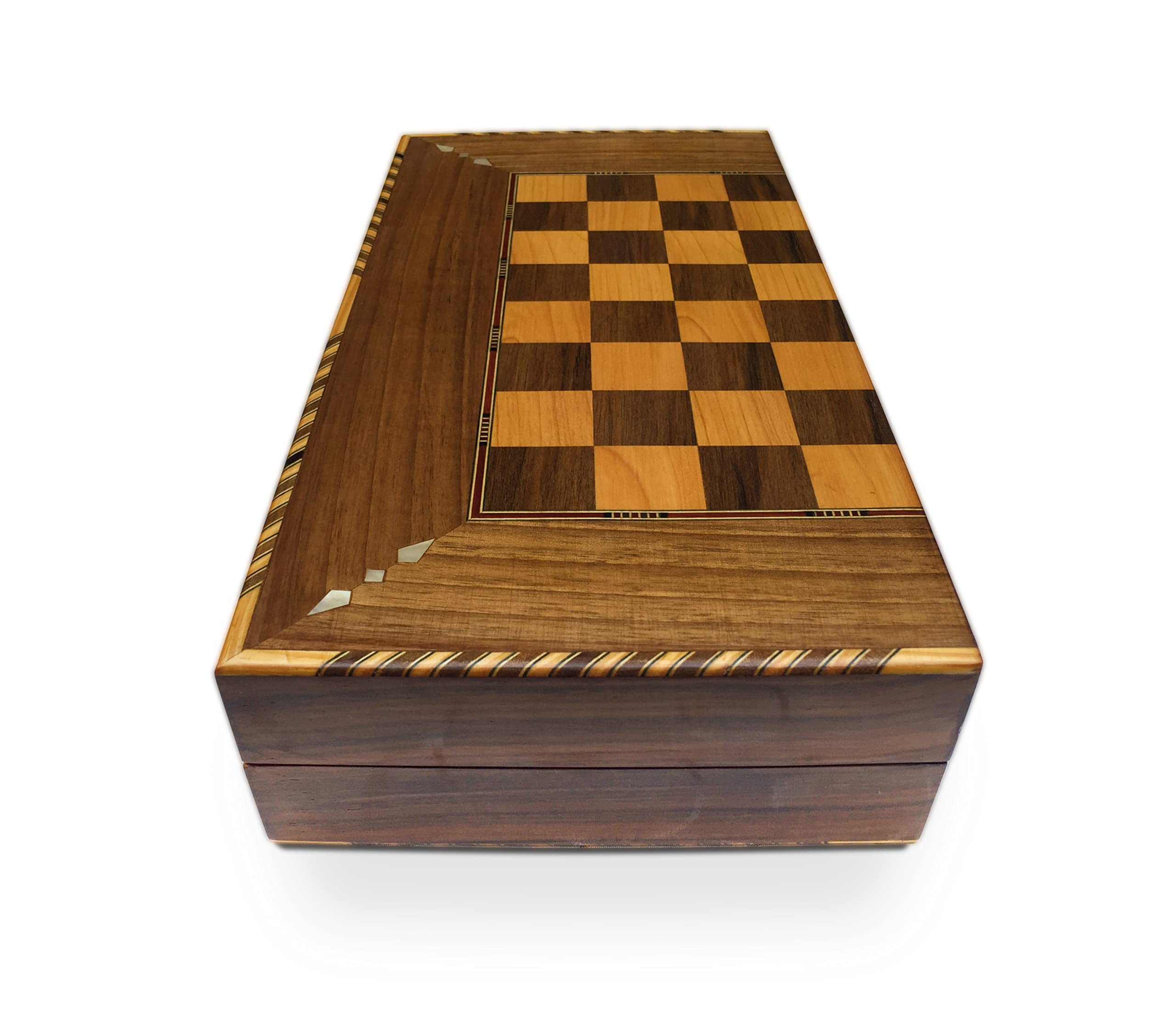 Elessar Novità 40 x 40 cm in legno Backgammon/scacchi DAMA,Tavla,Artigianale Artigianale Piano BK 40 con 30 mattoncini in legno Backgammon e scacchi in legno