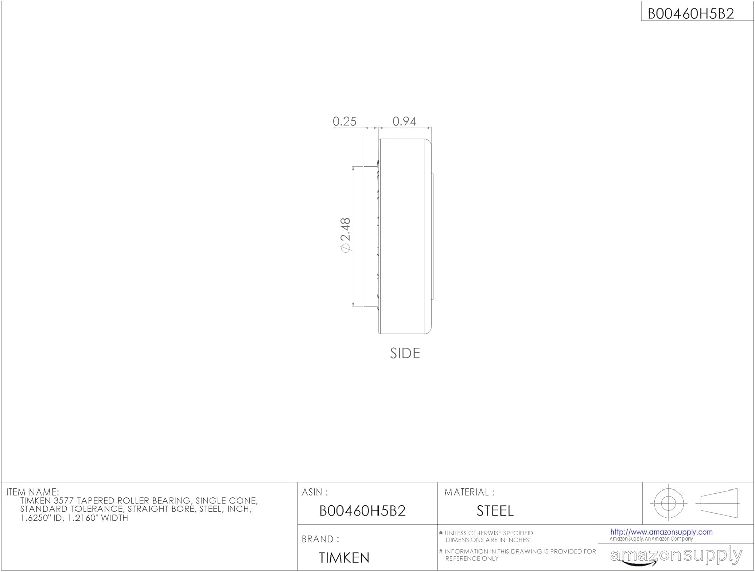 Timken Tapered Roller Bearing Cone - 3577