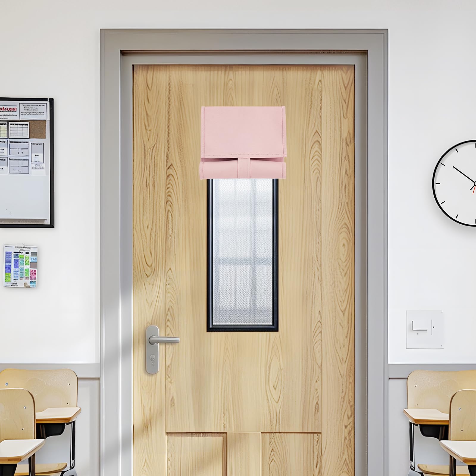 Vatge Blackout French Door Curtains - Thermal Insulated Blinds for Small Door Windows Patio Door Drapes Tricia Doorway Shades Door Window Protector, 1 Panel, W08 x L36, Baby Pink — image 1