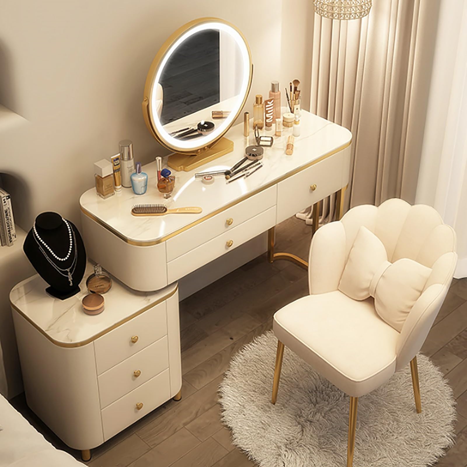 modern makeup dressing table Vanity Desk with 6 Drawers, Vanity Set for Bedroom,Home Office Vanity Desk Makeup Vanity Table, Dresser for Women Girls (Color : White, Size : 120cm/47in) highlight-cool-graphics The adjustable brightness and Lace Trim Sleeveless Mini Size (Select by Height):Pre-Order: Height 52.5''-55''/134cm-140cm (Age 9-10)