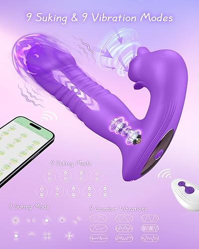 Miniatura 8 de Juguete vibrador rosa para mujer, estimulador de consolador de succión con 9 modos de vibrador, control remoto, estimulación del pezón, juguetes