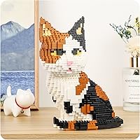 Vista 66 de Kit de bloques de construcción de microbloques de construcción de animales lindos, mini ladrillos de gato azul, juguetes de construcción