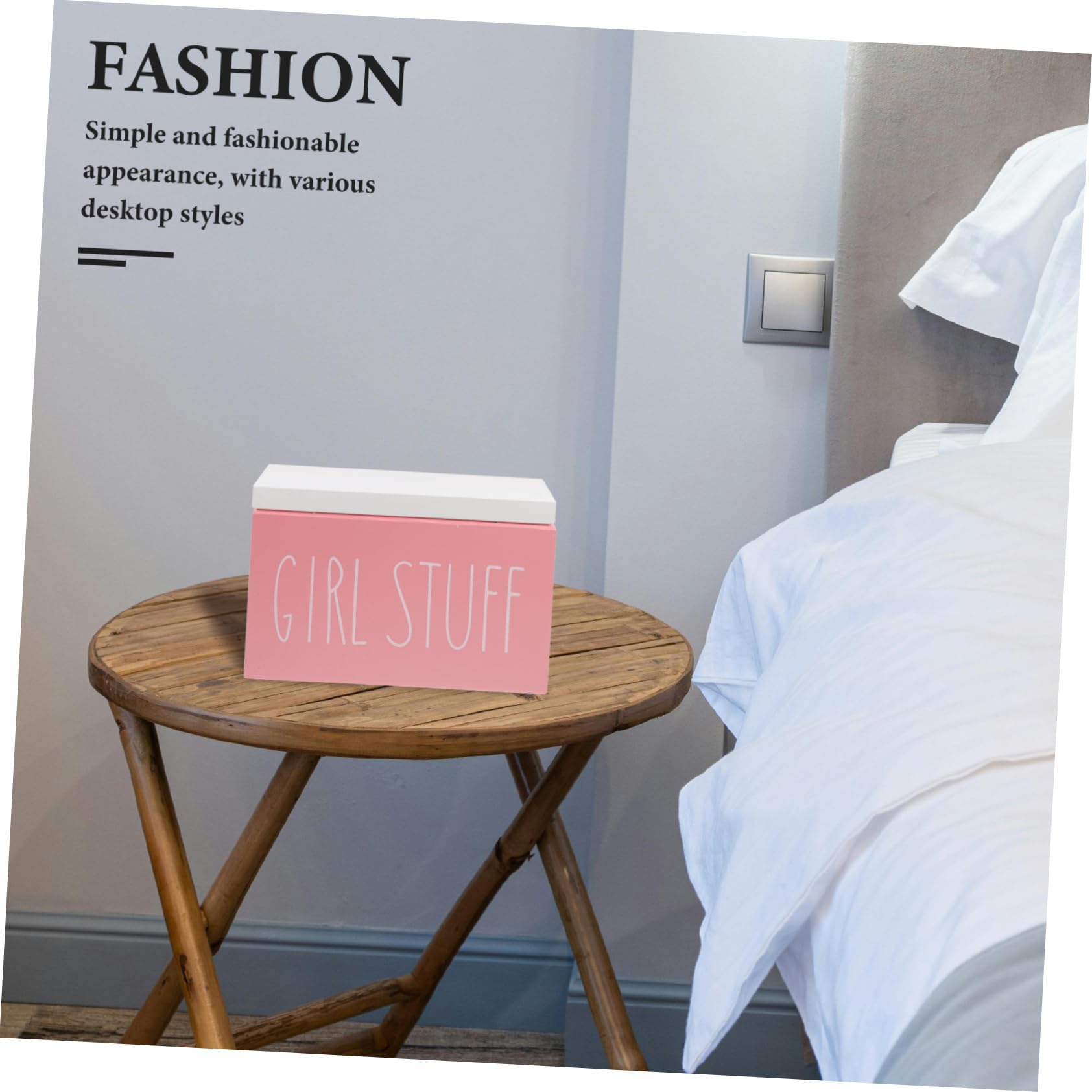 IMIKEYA Scatola organizer in legno per prodotti femminili con coperchio piccolo per il bagno supporto per impacchi e oggetti igienici organizzatore da scrivania