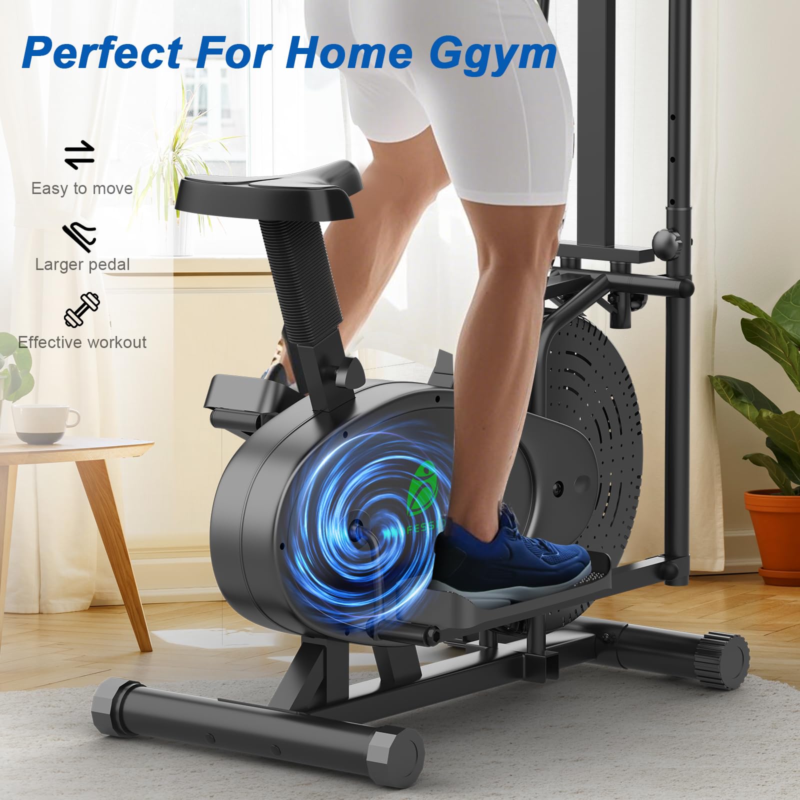 Yonisee 2 in 1 Crosstrainer für Zuhause, Ellipsentrainer mit Ergonomischem Sitzpolster, Einstellbarem Widerstand, LCD-Monitor, Herzfrequenzsensor, Aerobic Crosstrainer Stepper