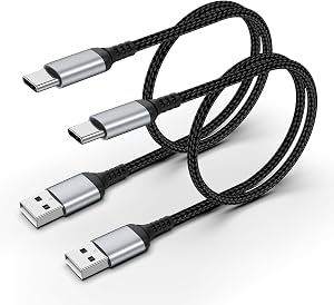USB to USB C Cable 2FT, 2-Pack USB A to USB C Cable 2 FT Fast Charging, Braided Short USB to USBC Cables, USB Type C Charger Cord for Car iPhone 17/16/15, Samsung Galaxy S25/S24, iPad Pro