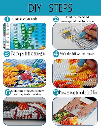 Miniatura 6 de Kits de pintura de diamantes de Halloween para adultos principiantes, kit de arte de diamantes de flores de esqueleto, kit de arte de diamantes para