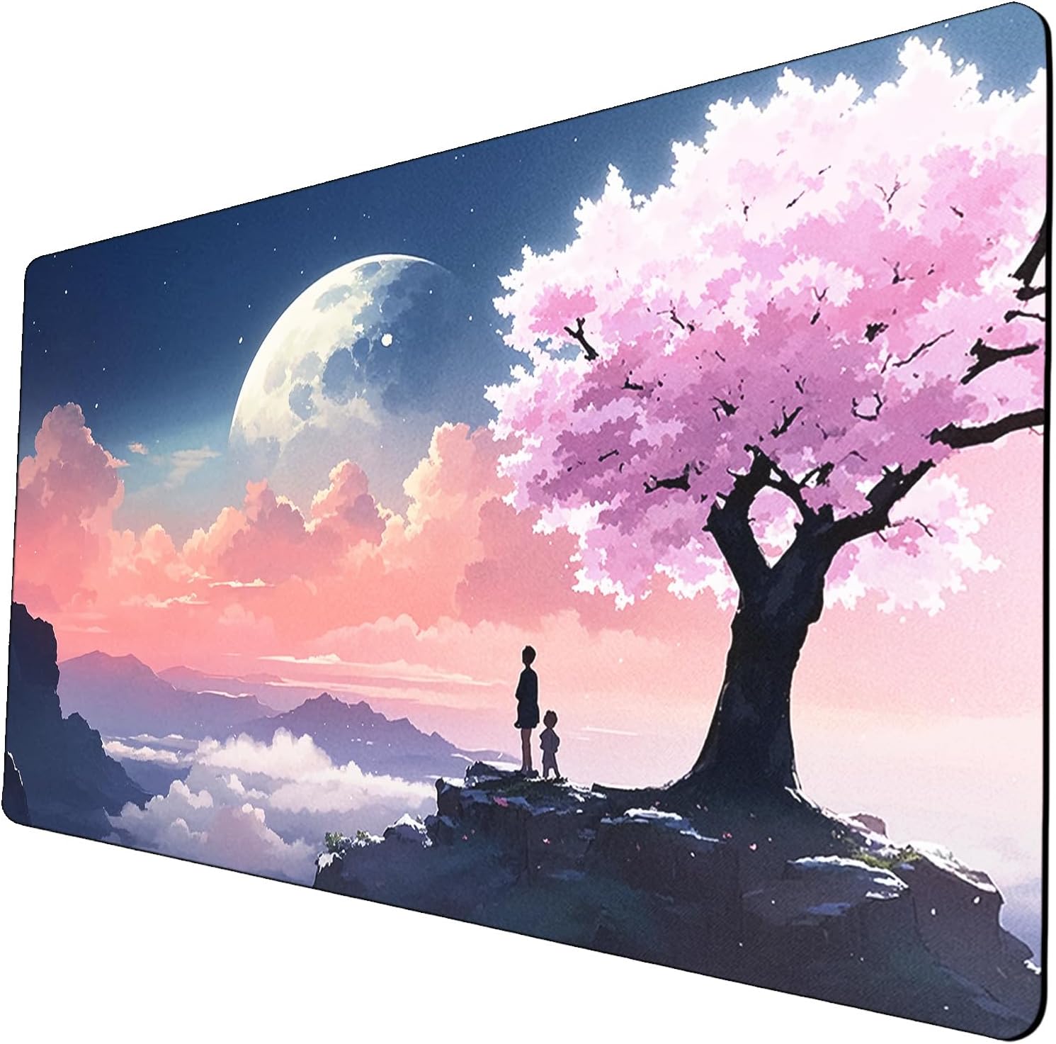 STORKY MTG Playmat, Landscape Board Game Mat with Storage Bag, Mouse Pad for DTCG CCG RPG Trading Card Playing Mat with Zones, Smooth Rubber Surface Battle, 24 x 14 inches, Pink Sakura