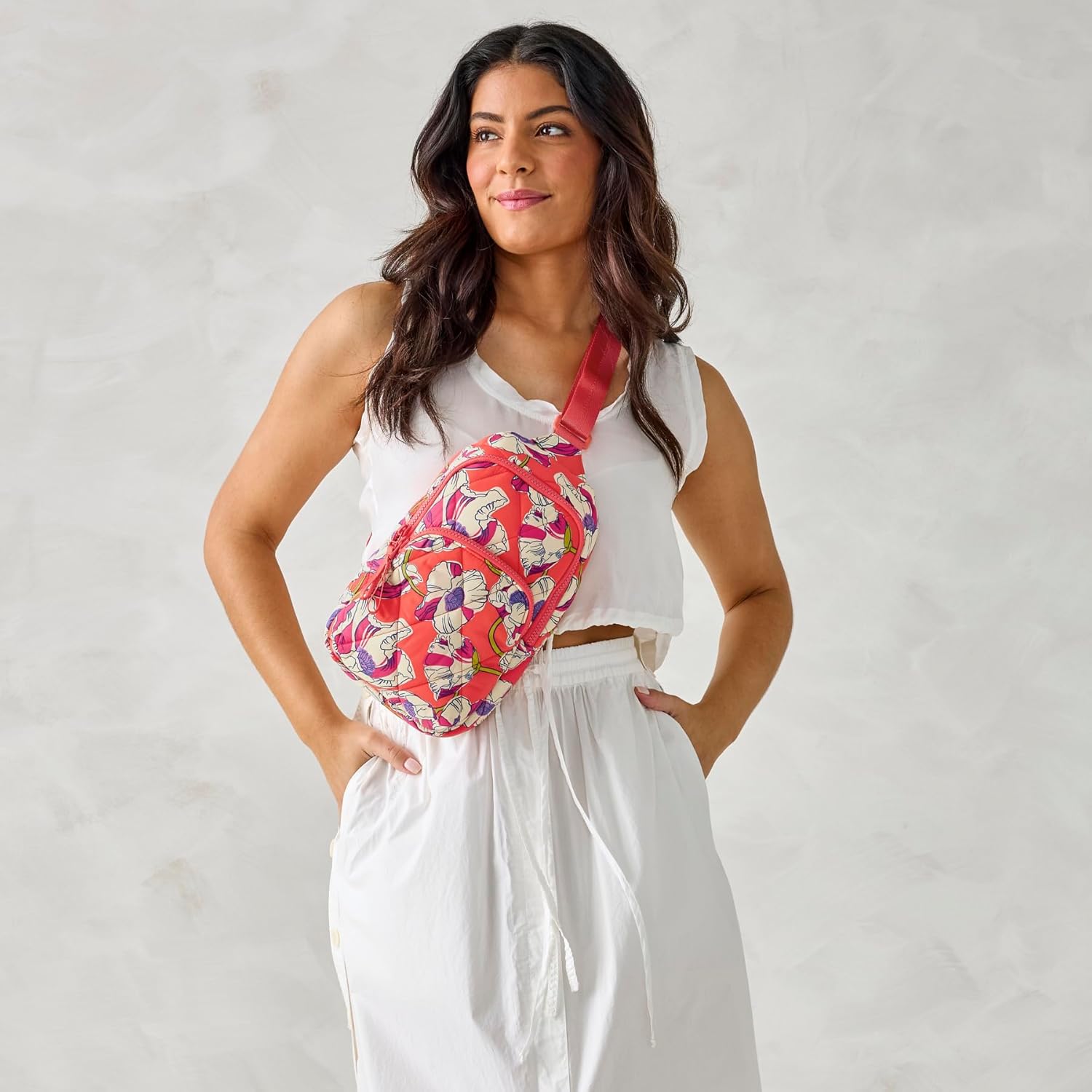 Vera Bradley Women's Featherweight Lorman Sling Backpack, Swirling Poppies, One Size - Image 5