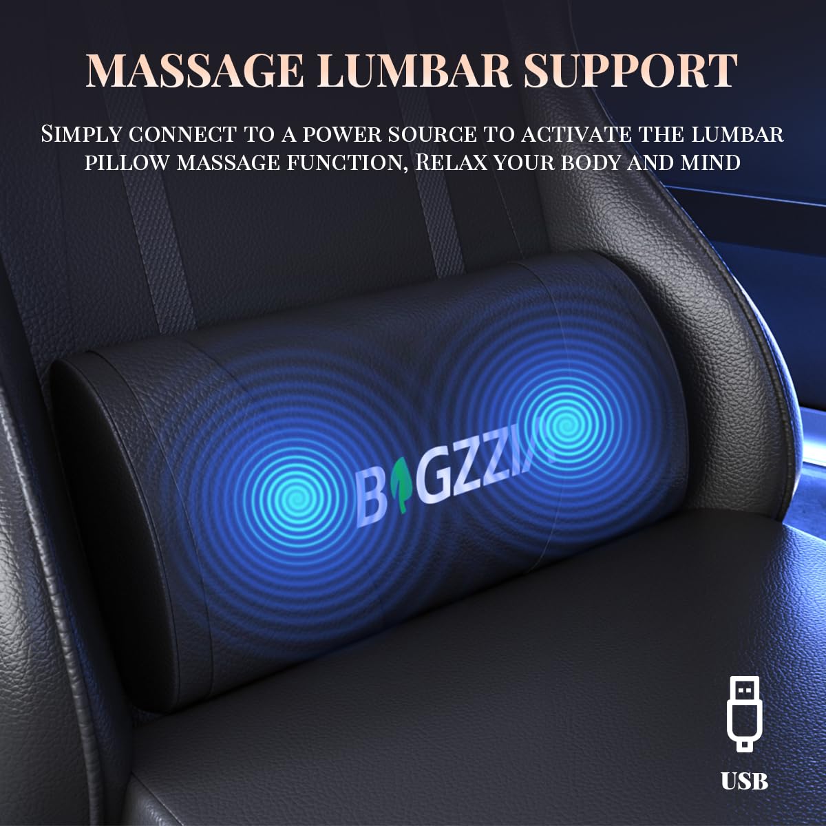 bigzzia Chaise Gaming avec Fonction Massage, Ergonomique Chaise de Gaming Ergonomique avec Coussin Lombaire Massant, Fauteuil Gaming réglable et pivotant capacité de Charge 150 kg