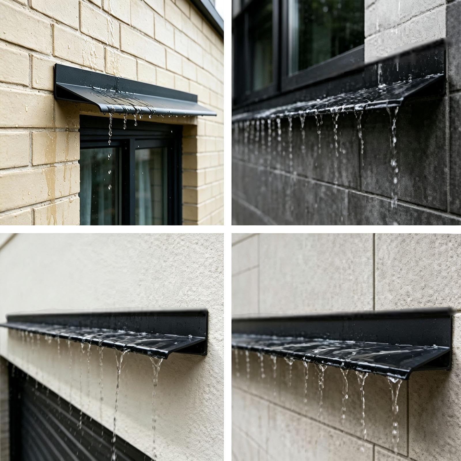 vierteaguas muro exterior Alero De Borde De Goteo Montado En La Pared De 3,5 Cm De Ancho, Tira Moldura De Goteo De Techo Gris Para Borde Superior Ventana(3 pcs,W 3 CM H 2.8 CM L 110 CM)
