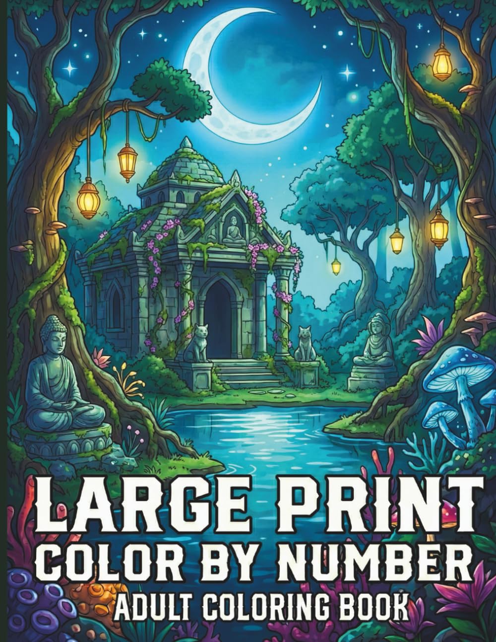 Large Print Color by Number Adult Coloring Book: A Stress Relieving Collection of Bold and Easy Coloring Pages Featuring Cute Animals and Playful Scenes for Adults and Senior Colorists