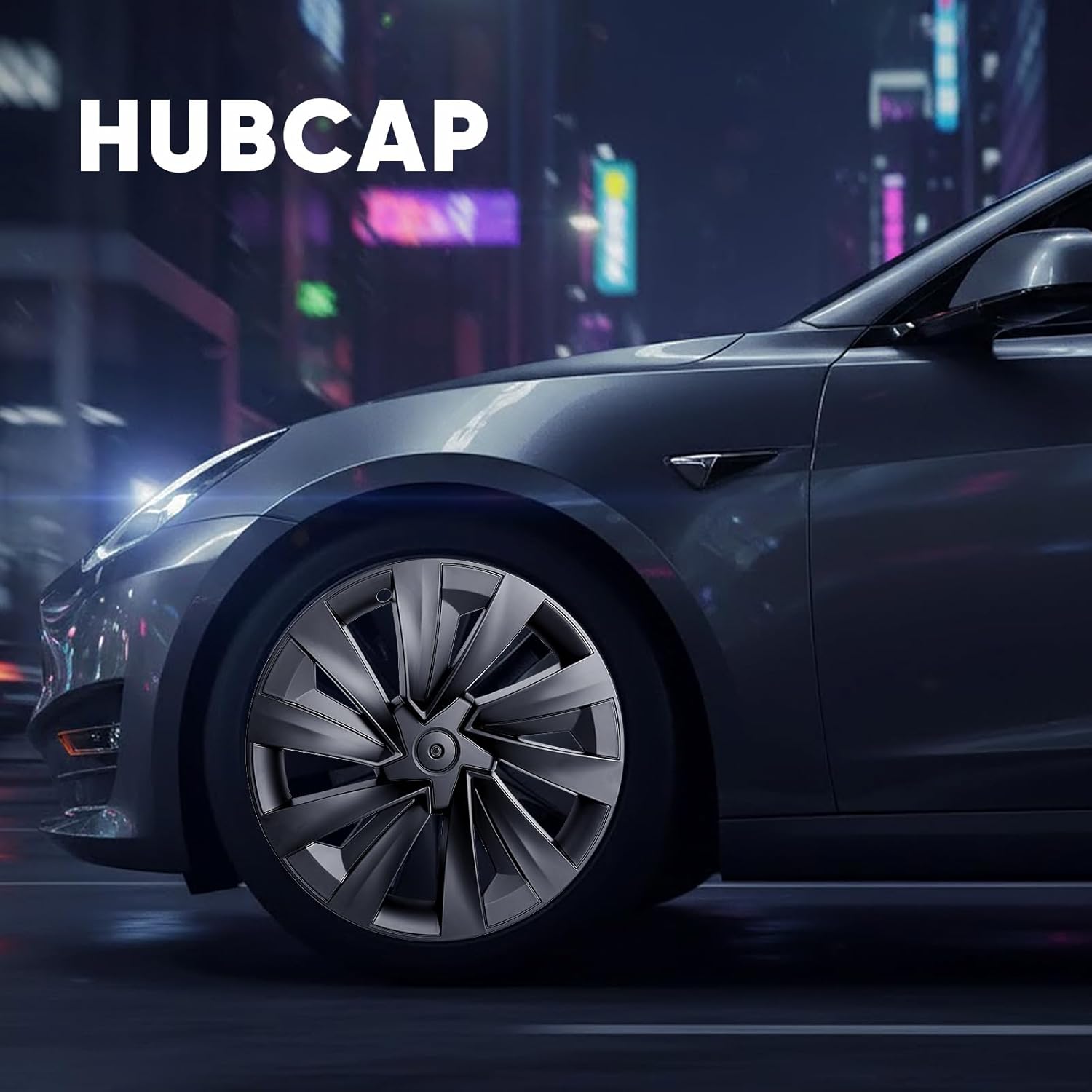 Wheel Covers Compatible with Tesla Model Y (Juniper) 2025–2026, 19-Inch Hubcaps – StarForge Nova Style, Matte Black, with Blank Center Caps, Easy Clip-On Installation, 4PCS(Refreshed Juniper Only)