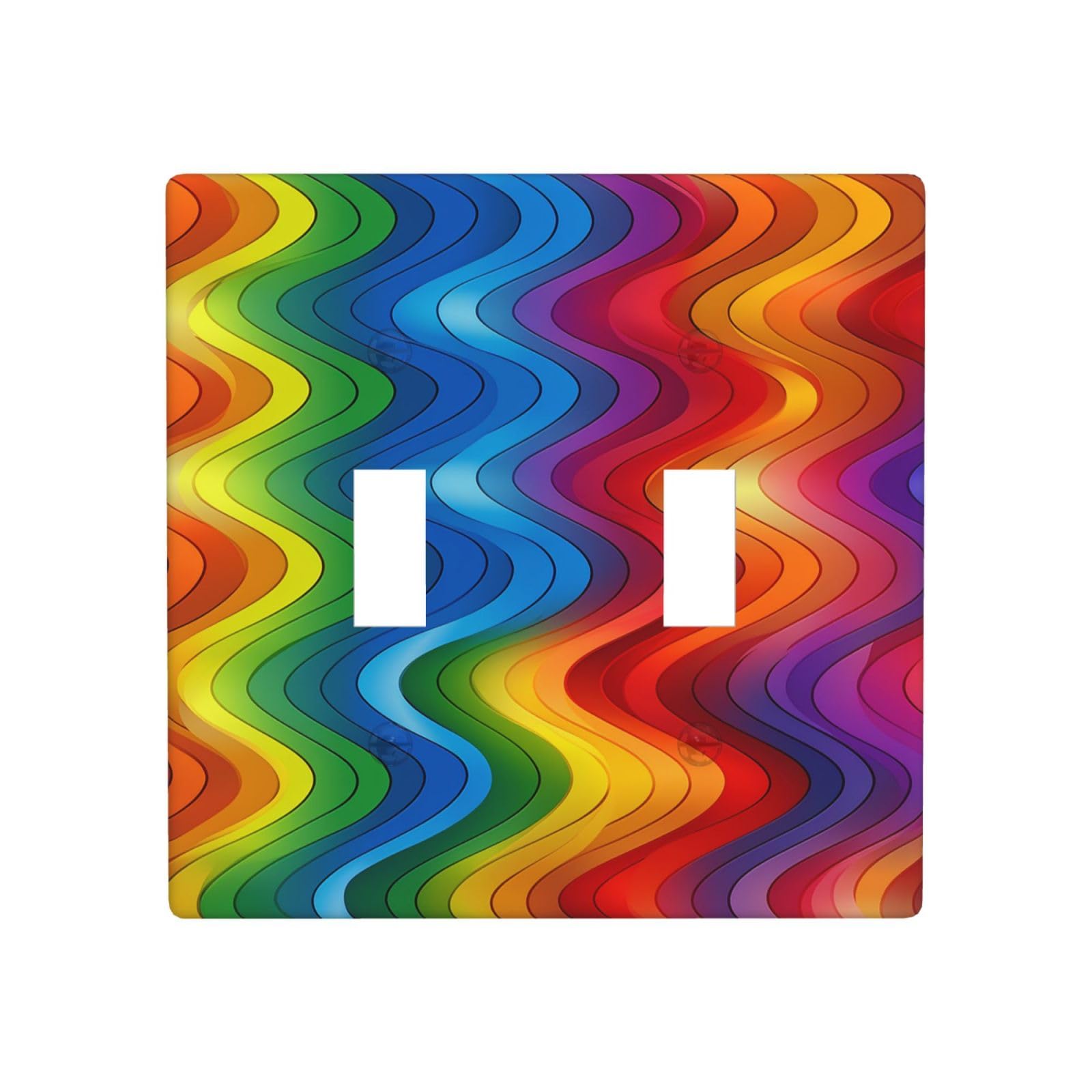 Aceprints Rainbow 2 Gang Double Toggle Wall Plates, Unbreakable Decorative Duplex Light Switch Plate Covers Electrical Switchplate Cover Faceplate For Bathroom Kitchen Decor