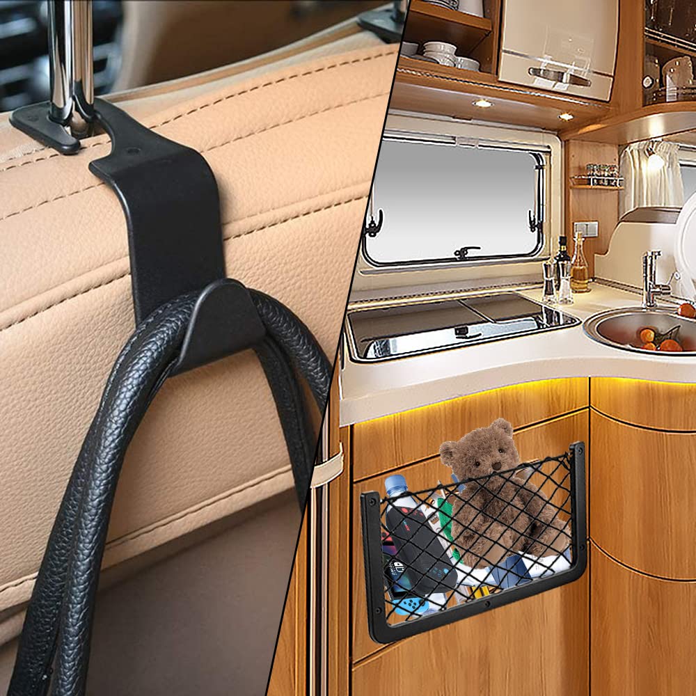 Redes de almacenamiento para autocaravanas, 4 redes de carga para almacenamiento de coche, caravanas, furgonetas, bolsa de malla elástica, bolsillo organizador (36x18 cm)