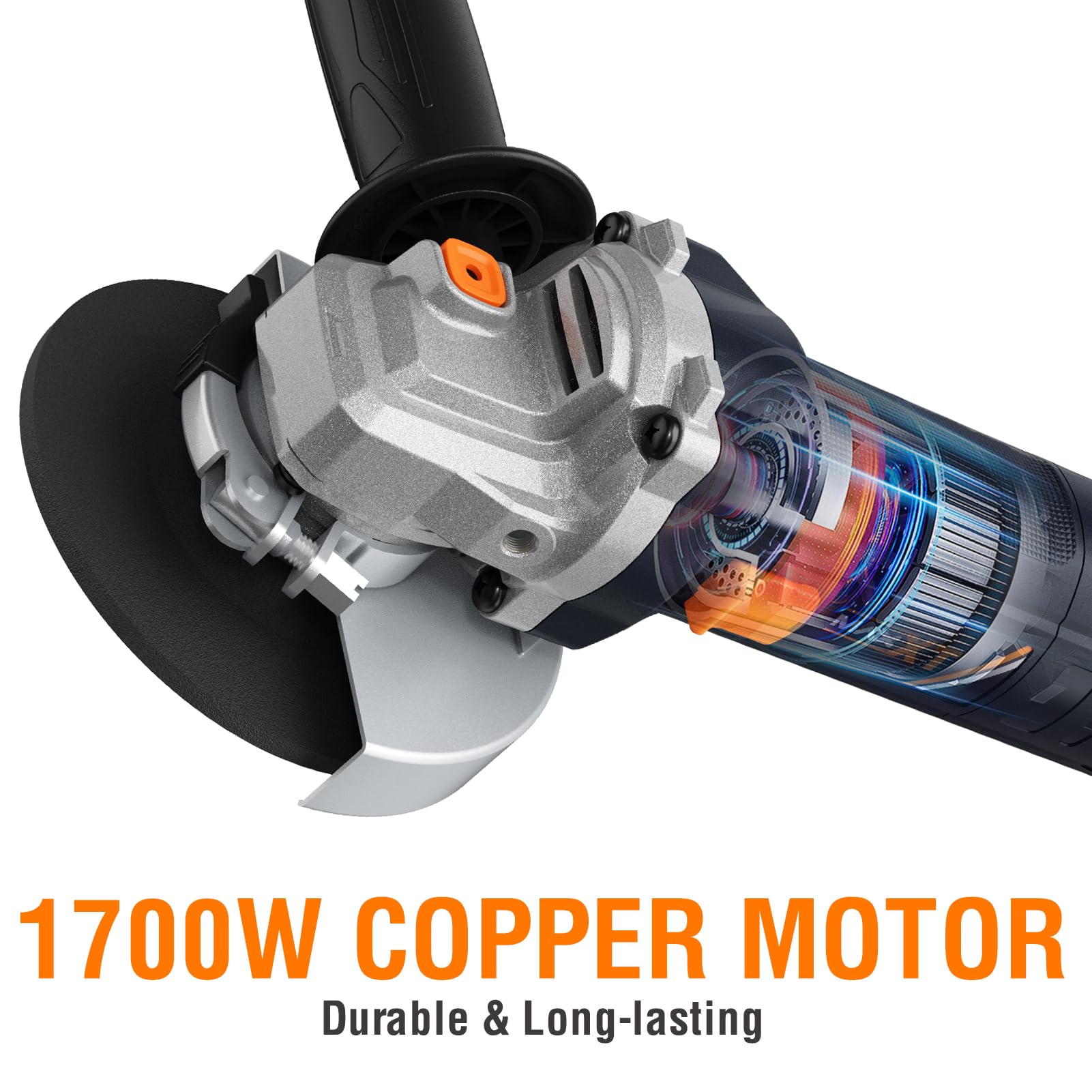 MAXXT Amoladora angular 125 mm | 1700W con Arranque suave & Protección contra sobrecargas – 12.000 rpm para corte, desbaste y pulido de precisión