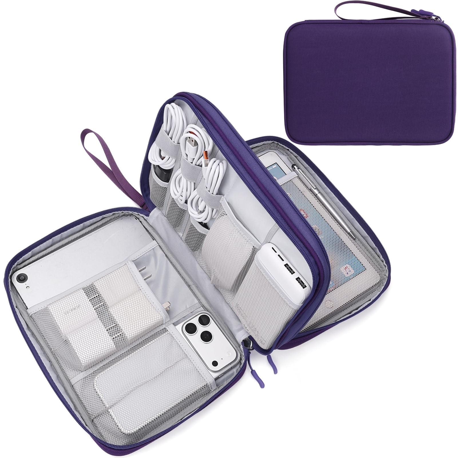 FYY Electronic Organizer, Travel Tech Pouch Bag, Extra Large, Purple