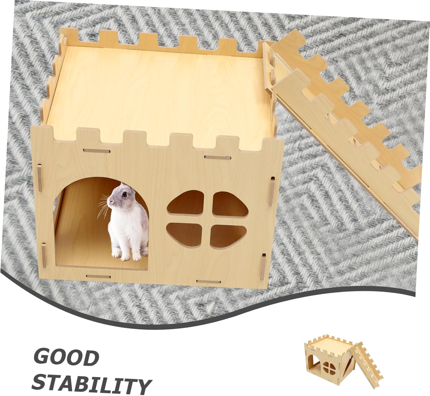 Totority Rabbit Castle Playhouse Indoor Bunny Hideout Castle for Rabbits Chinchilla Guinea Pig Hamster