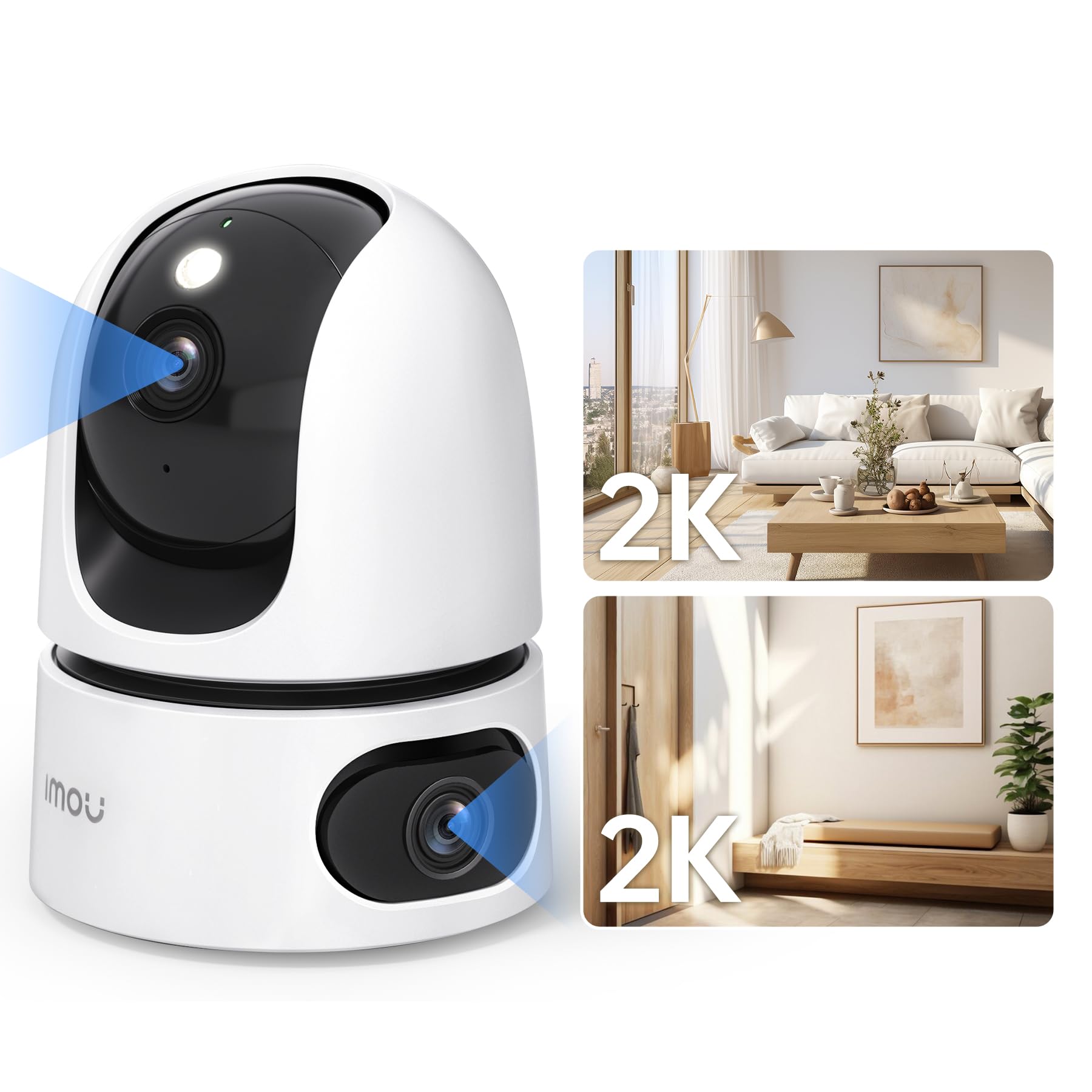 Imou 2K Security Camera, HD 6MP Indoor Camera, 3MP&3MP Baby Monitor with Camera and Audio, Pet Camera, Dual-Lens WIFI Camera, 355° Views Pan/Tilt Home CCTV Camera w/2 Way Audio, Human Detection, Alexa