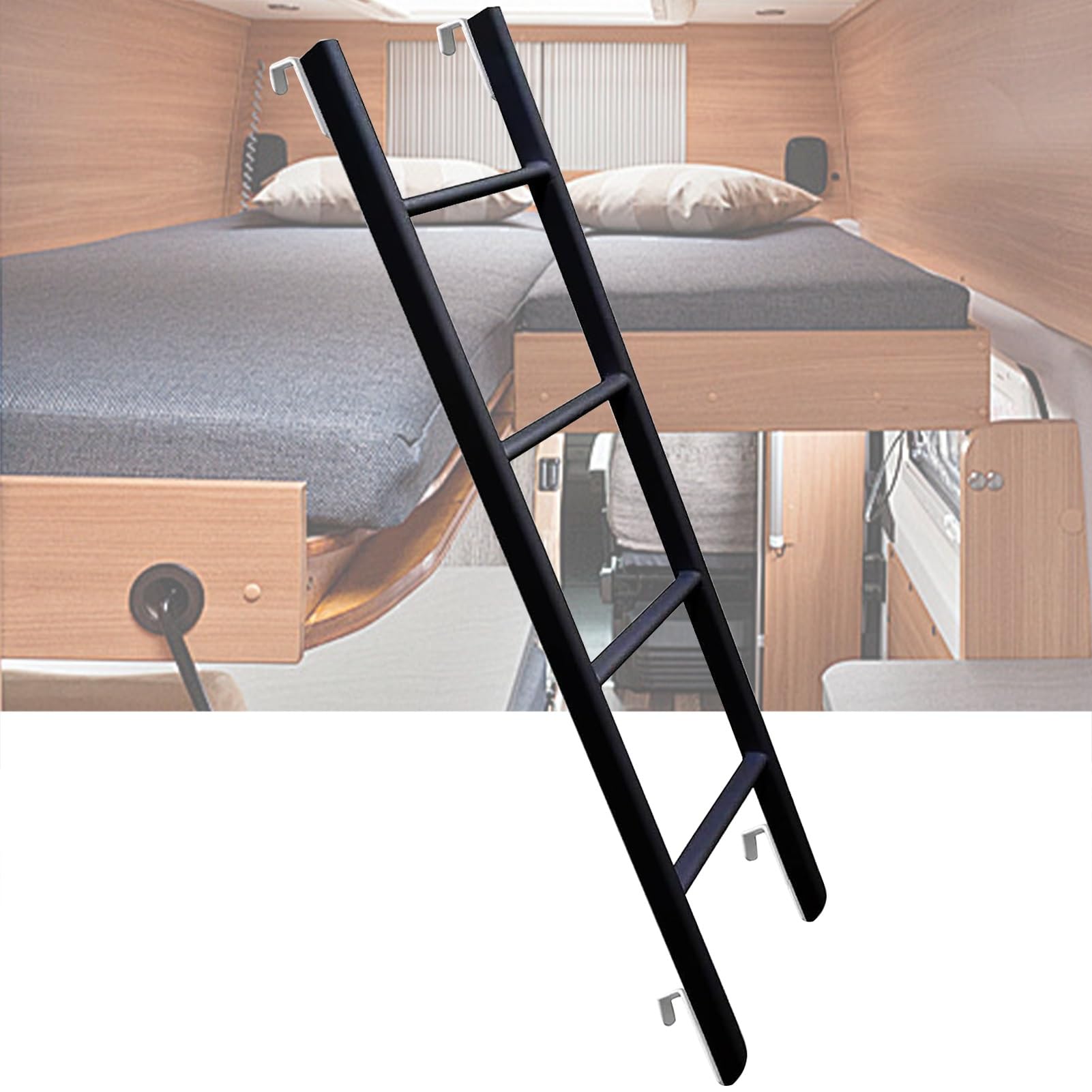 Échelle de lit superposé universelle noire avec crochets de suspension