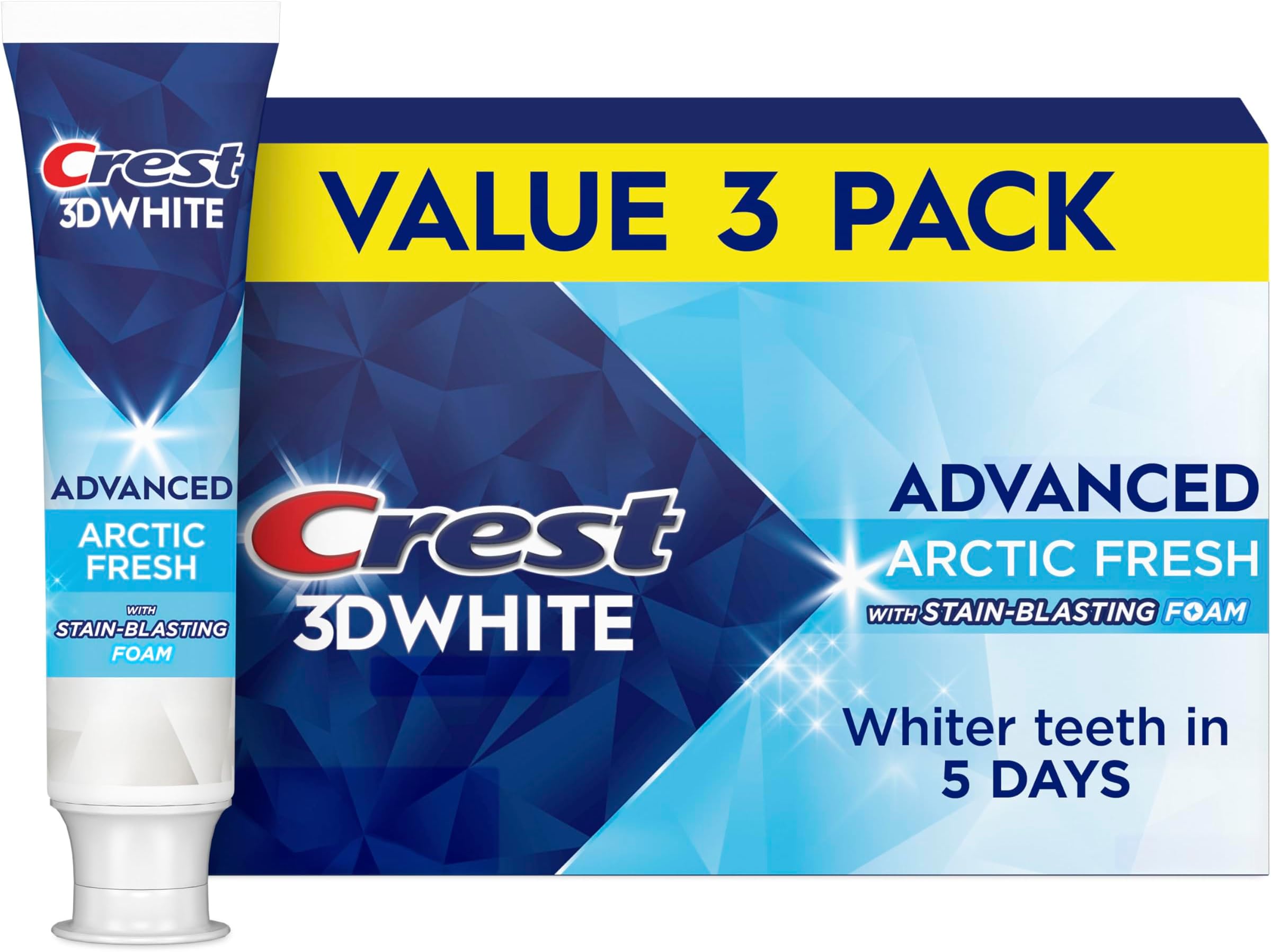 3D White Advanced Teeth Whitening Toothpaste, Arctic Fresh, 3.3 oz, Pack of 3