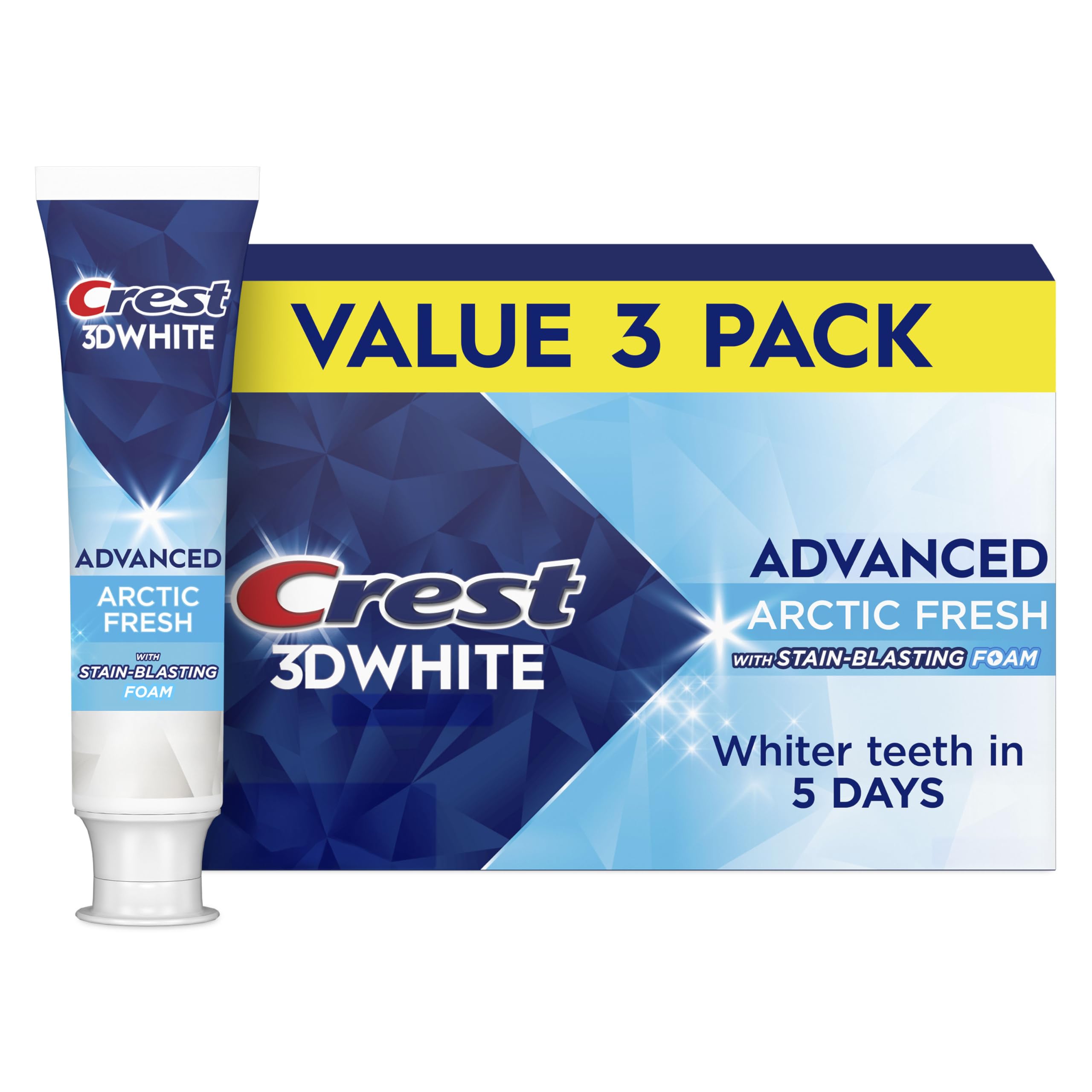 Crest 3D White Advanced Teeth Whitening Toothpaste Arctic Fresh 3 3 oz Pack of 3