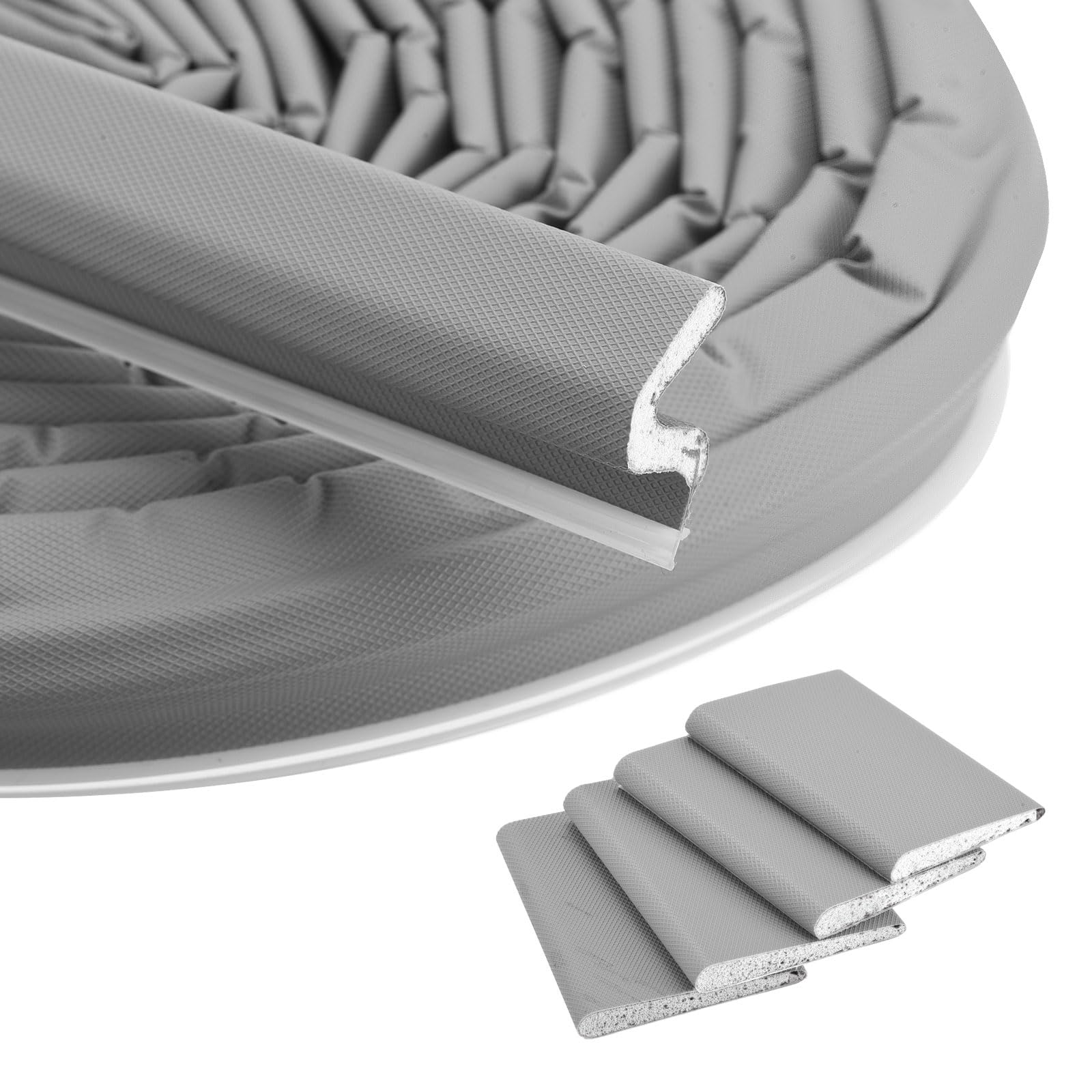 sourcing map Door Weather Stripping, 26.25 ft V-Shaped Kerf Front Exterior Door Frame Weather Stripping with 4 Corner Seals for Soundproof Entry Interior Frame Window Gap Filler, Grey/White