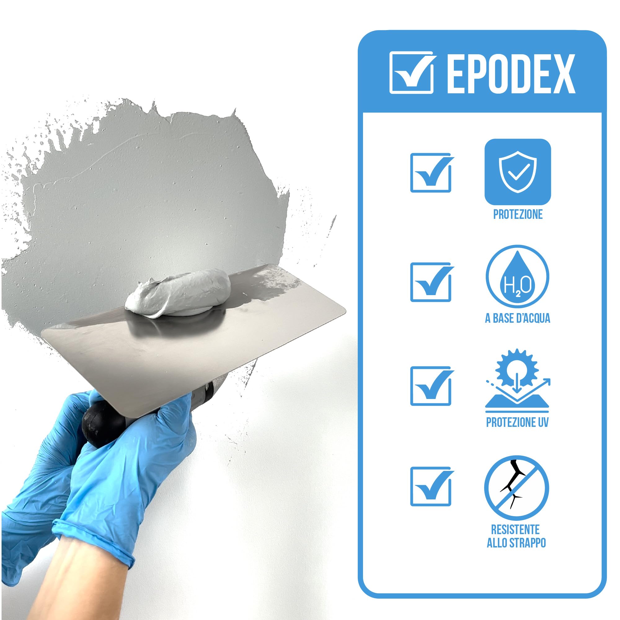 EPODEX CONCRETE EFFECT Stucco effetto cemento - Sand | Intonaco strutturato per pareti, piastrelle & altro - Interno & Esterno - 5 kg (5 m² - strato di 1 mm)