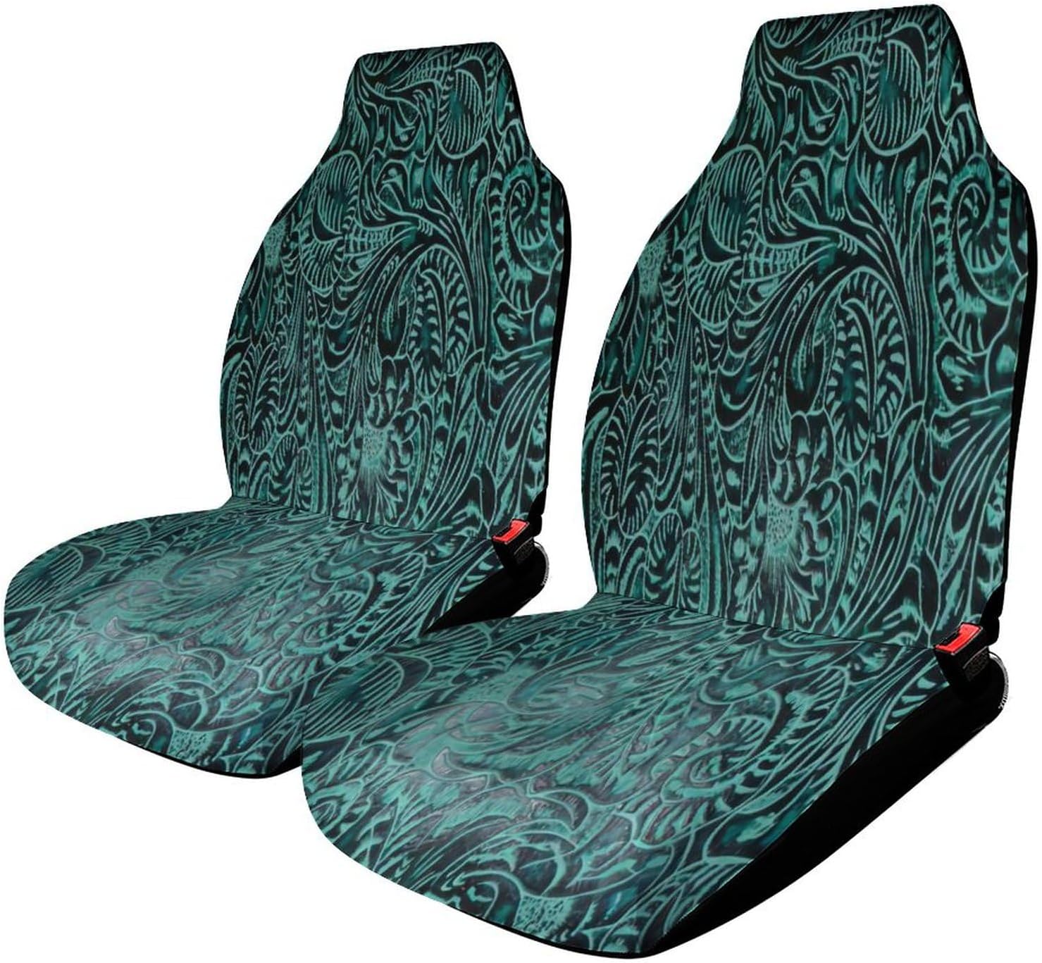 Rustic Cowboy Cowgirl Western Turquoise Floral Car Seat Covers, Car Seat Protection for Women and Girls, Suitable for Most Vehicles, Cars, Cars, Trucks, SUVs, Vans., 2PCS