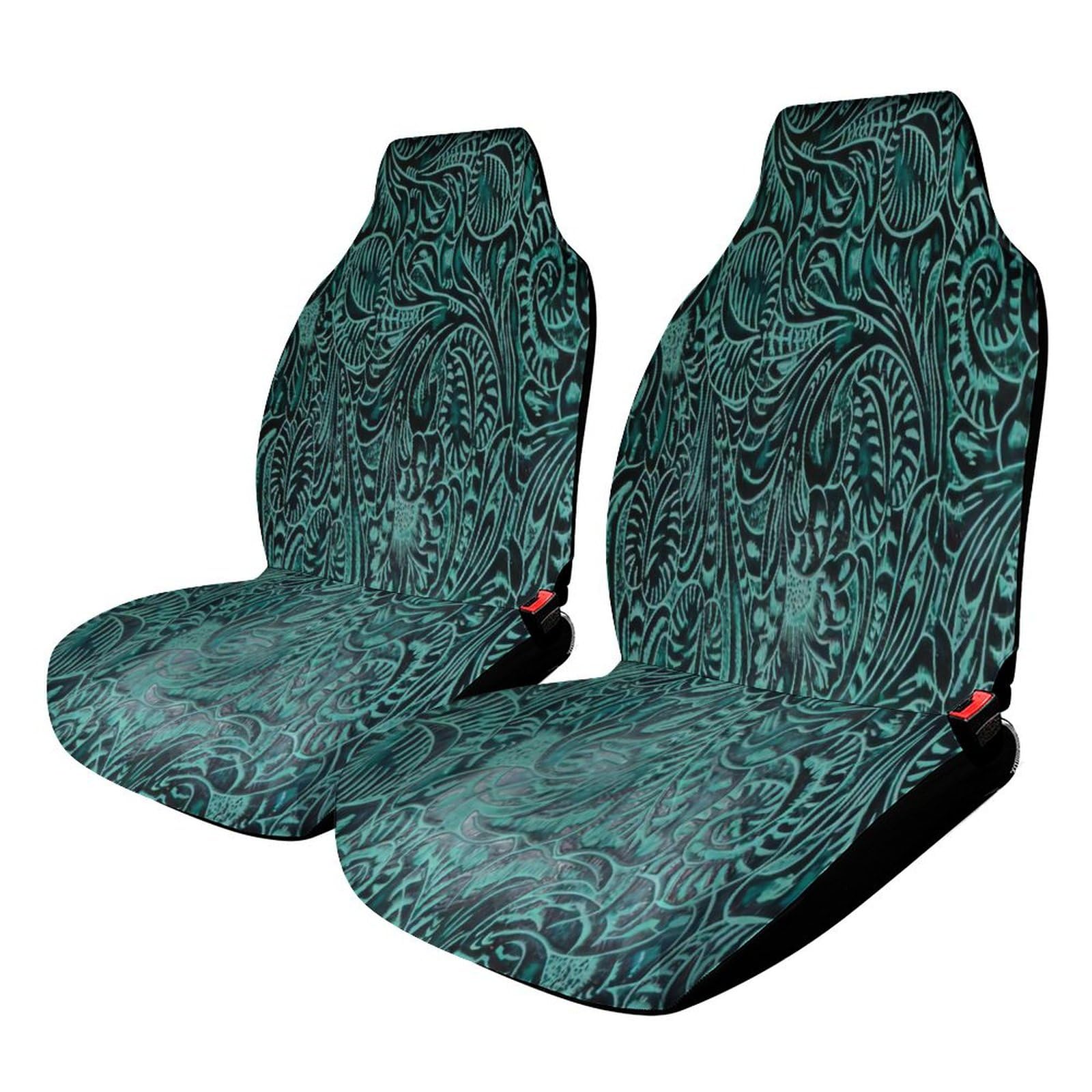 Rustic Cowboy Cowgirl Western Turquoise Floral Car Seat Covers, Car Seat Protection for Women and Girls, Suitable for Most Vehicles, Cars, Cars, Trucks, SUVs, Vans., 2PCS