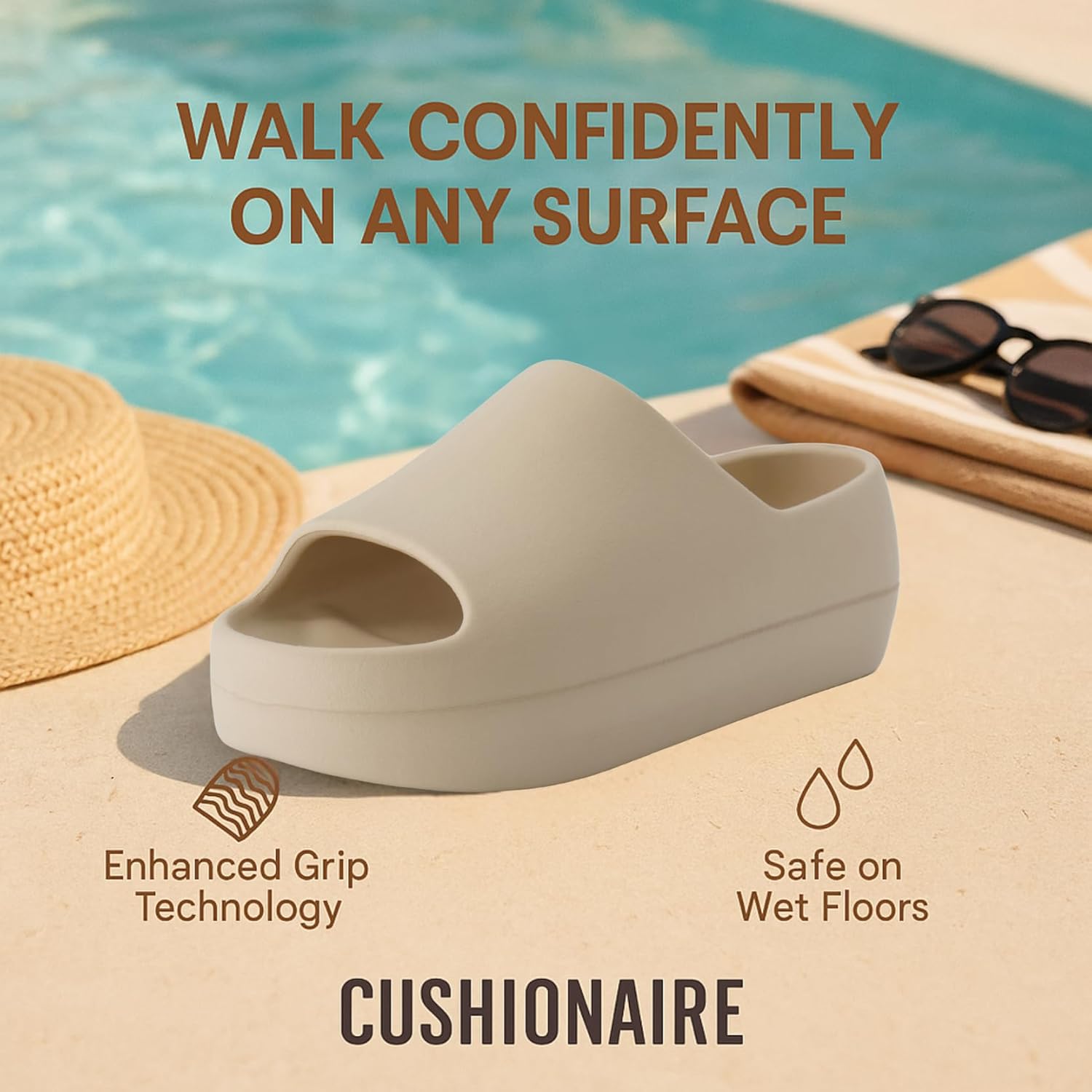 CUSHIONAIRE Women's Harrison platform slide sandal with +Comfort