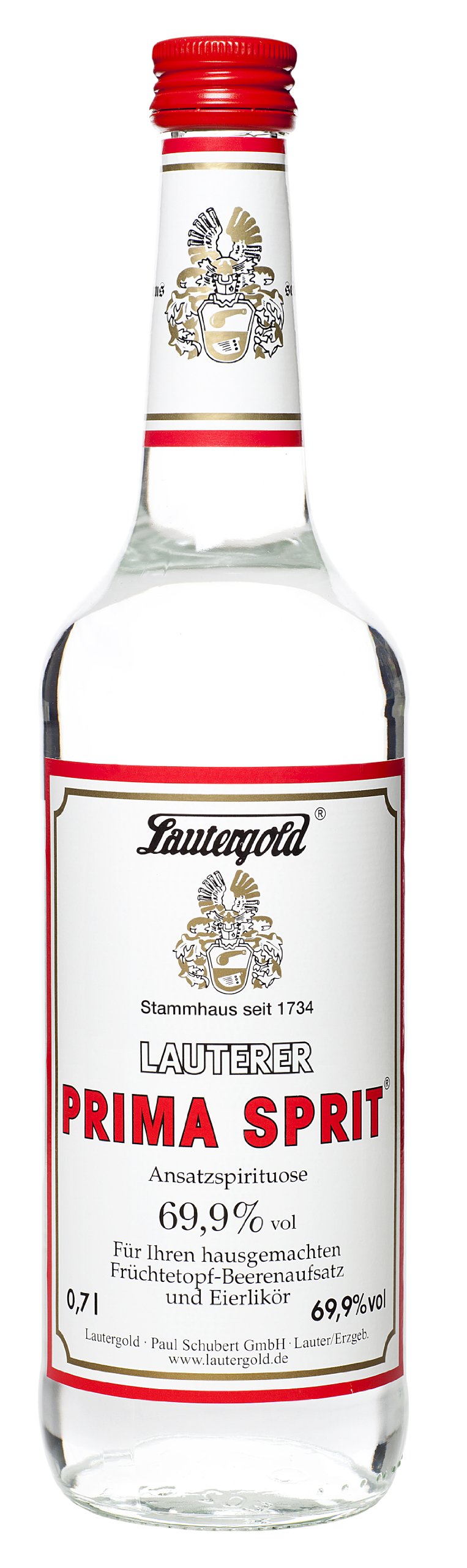 Lauterer Prima Sprit 0,7l 69,9% vol. Ansatzspirituose Trinkalkohol Weingeist Neutral Alkohol Ethanol