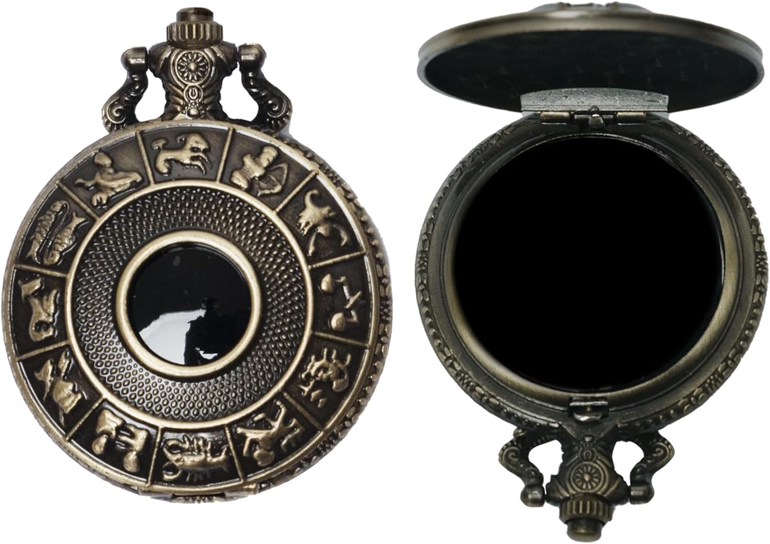 Obsidian Scrying Mirror, Natural Healing Crystal Obsidian Mirror with Bag, for Divination, Meditation, Healing, Feng Shui (Pocket Watch-7)