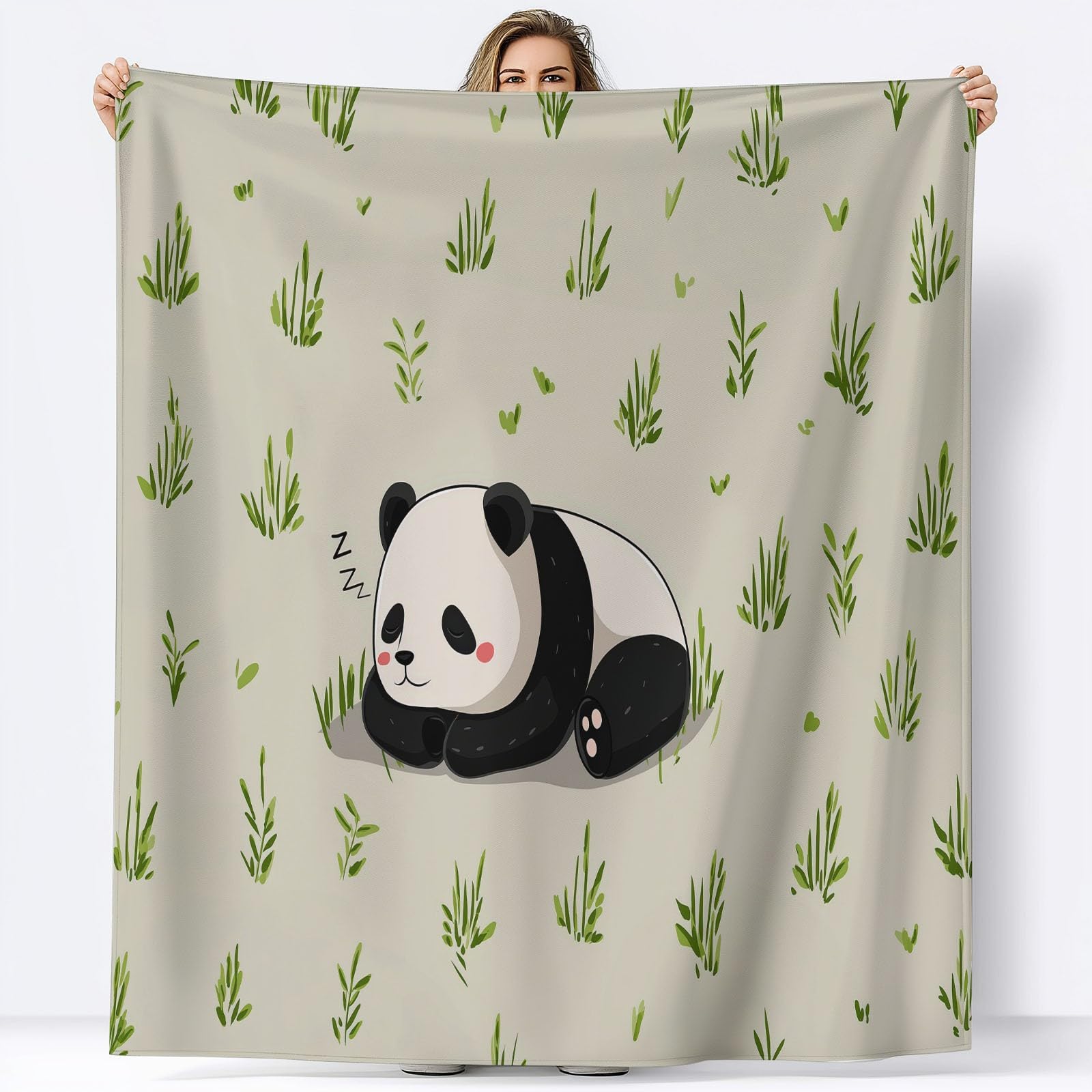 Plaid Couverture Panda Animal De Dessin Animé 180x220 cm Plaid Polaire Flanelle Imprimée 3D Douce Chaude pour Canapé et Lit, Couverture Polaire Décorative Salon et Chambre