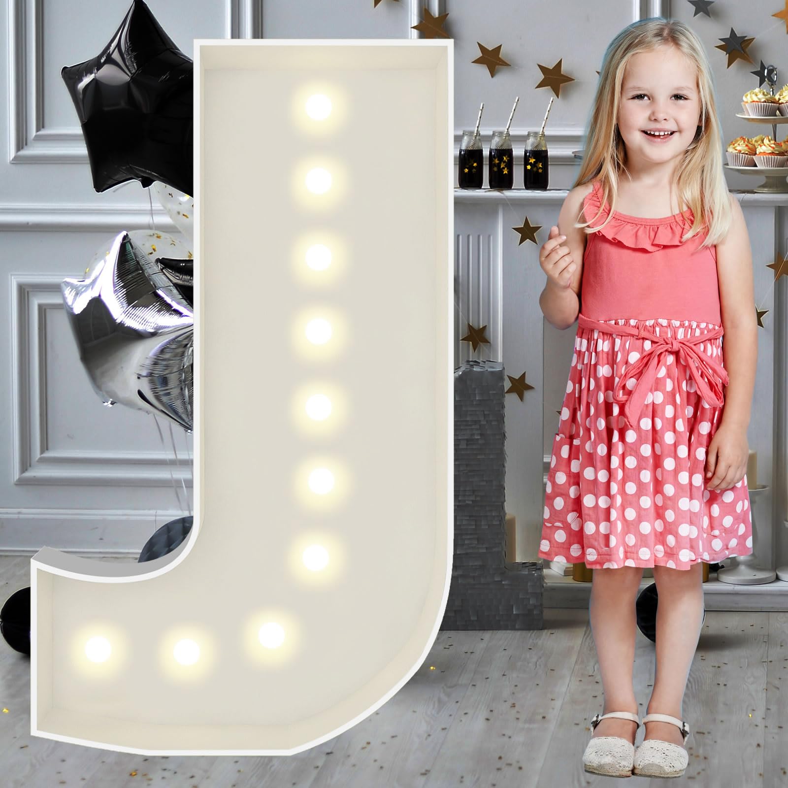 3FT Marquee Light Up Letters J, Big Marquee Letter for Baby Shower Birthday Engagement Wedding Marry Me Party Decor