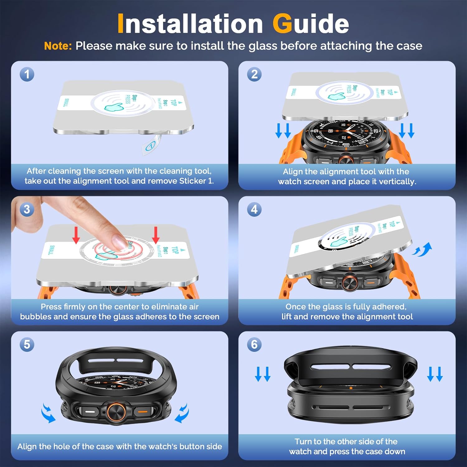 JULK [3 Pack for New 2025 Samsung Galaxy Watch 8 40mm Screen Protector [9H Hardness] [HD Clear] Shatterproof & Scratch Resistant Tempered Glass Film Includes 1 Alignment Tool and 1 Black Bumper - Image 4