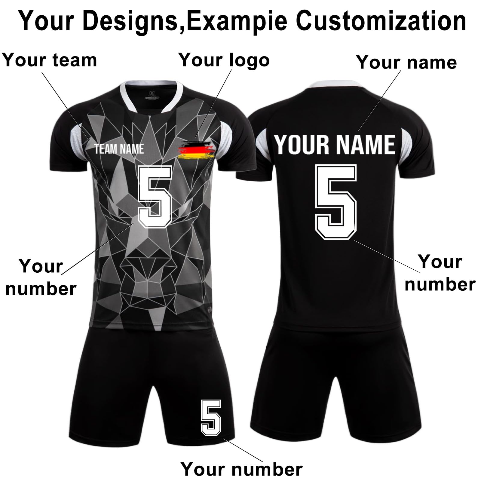 Generico Kit Calcio Personalizzato Uomo/Donna - Offerta Kit Completo (Maglia+Pantaloncini+Calzettoni) - Uniforme Sportiva Completa E Professionale per Squadre