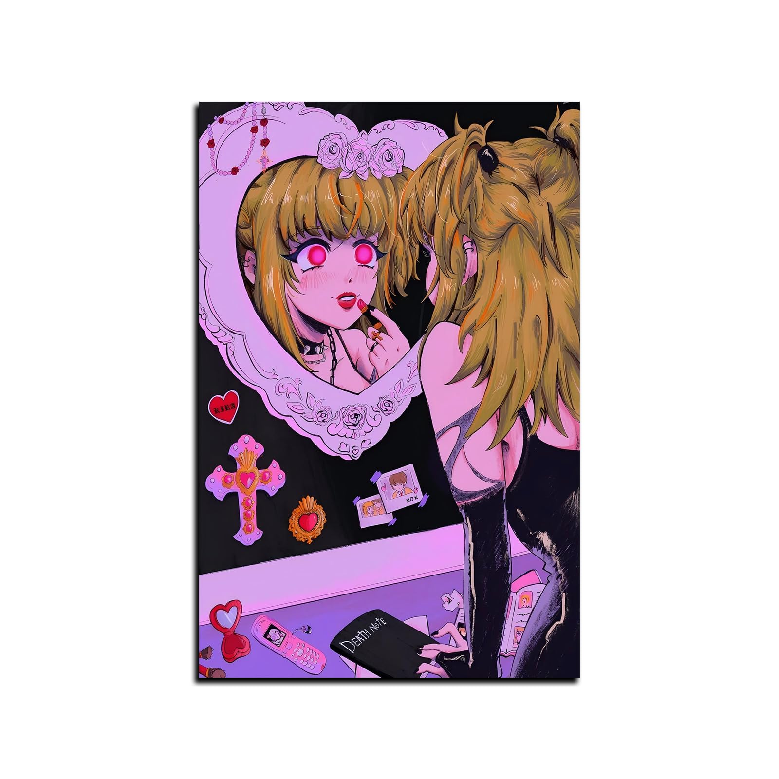 Retro Pink Anime Girl Poster Misa Canvas Posters Room Boys Bedroom Office Decoration Gifts Wall Art Decoration Printing Posters 12x18inchs(30x45cm): 24L" x 16W" Unframe-style