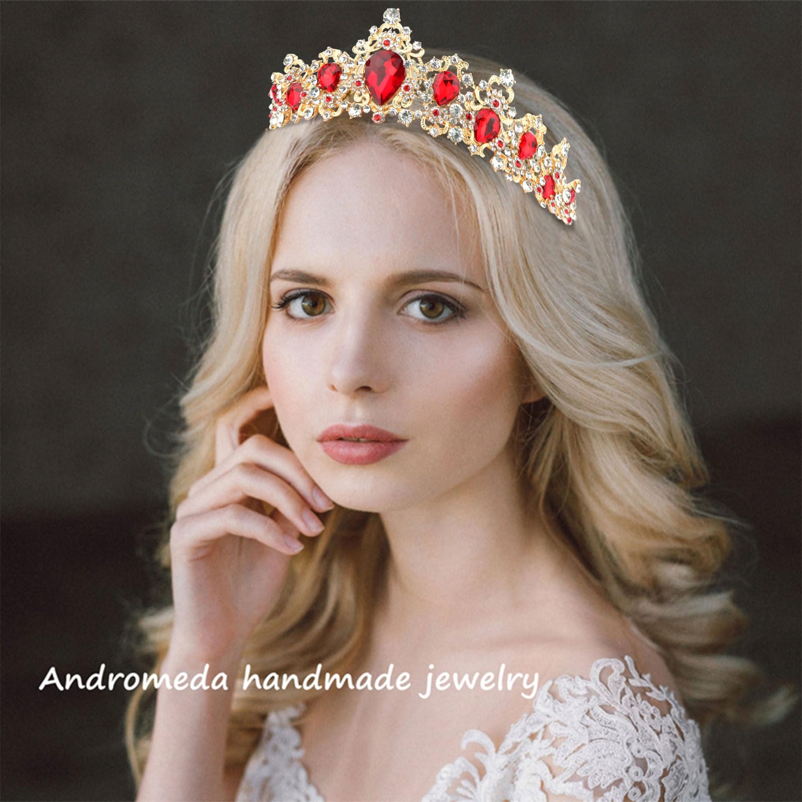 Amazon.com: CIEHER Royal Crystal Tiara for Women, Red  display picture 1