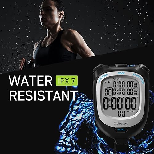 Miniatura 2 de dretec Cronómetro digital impermeable alarma calendario para natación correr entrenamiento niños entrenadores negro